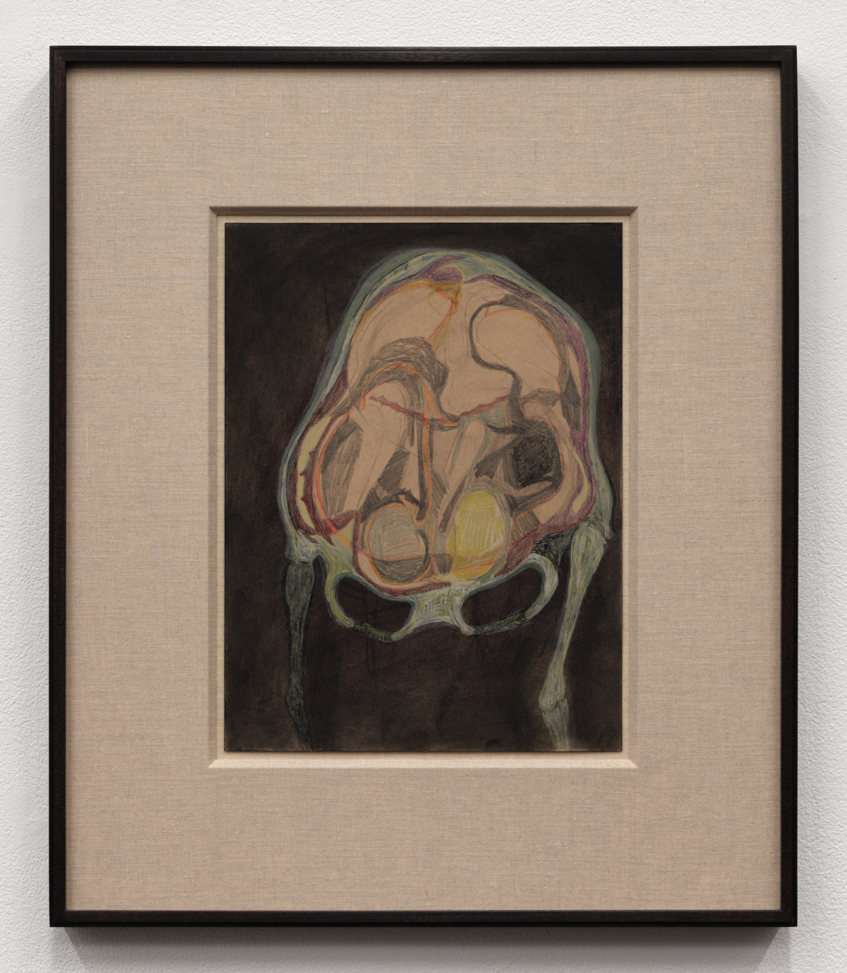 Prehistory 5, 2020. Graphite, crayon, gouache, charcoal, and colored pencil on paper, 12 x 9 in. (30.48 x 22.86 cm), 19 7/8 x 16 7/8 in. (50.48 x 42.86 cm) framed