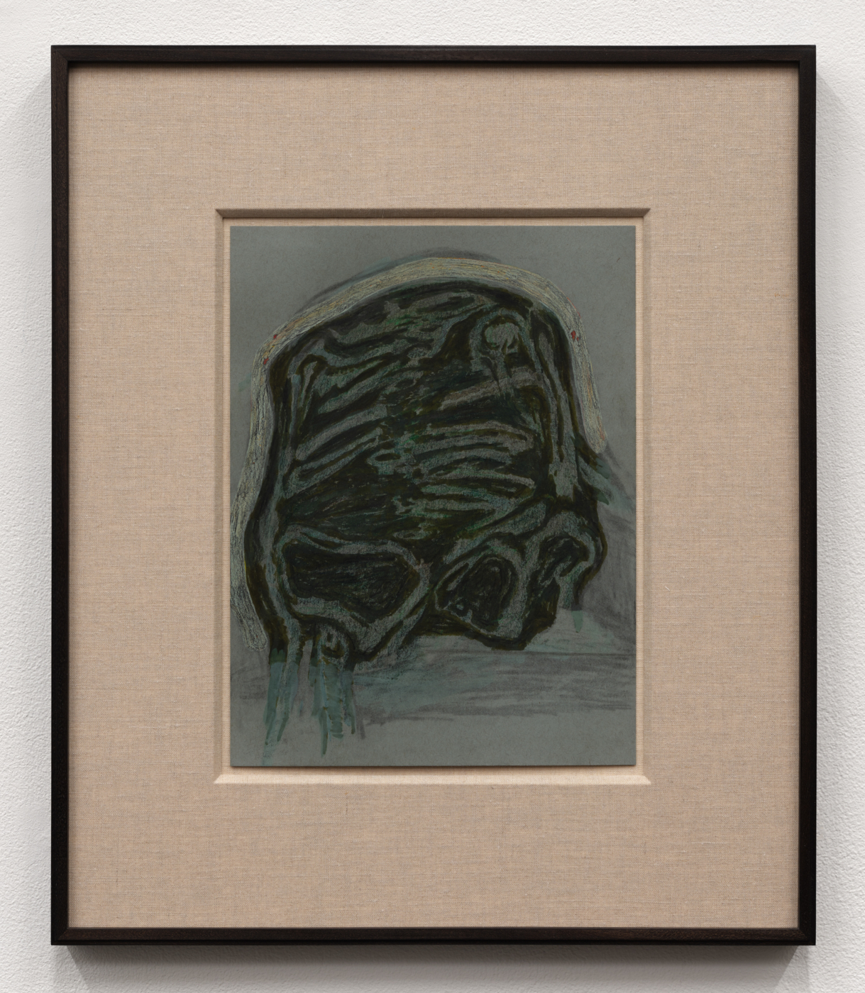 Prehistory 9, 2020. Gouache, ink, graphite, charcoal, colored pencil, and crayon on paper, 12 x 9 in. (30.48 x 22.86 cm), 19 7/8 x 16 7/8 in. (50.48 x 42.86 cm) framed