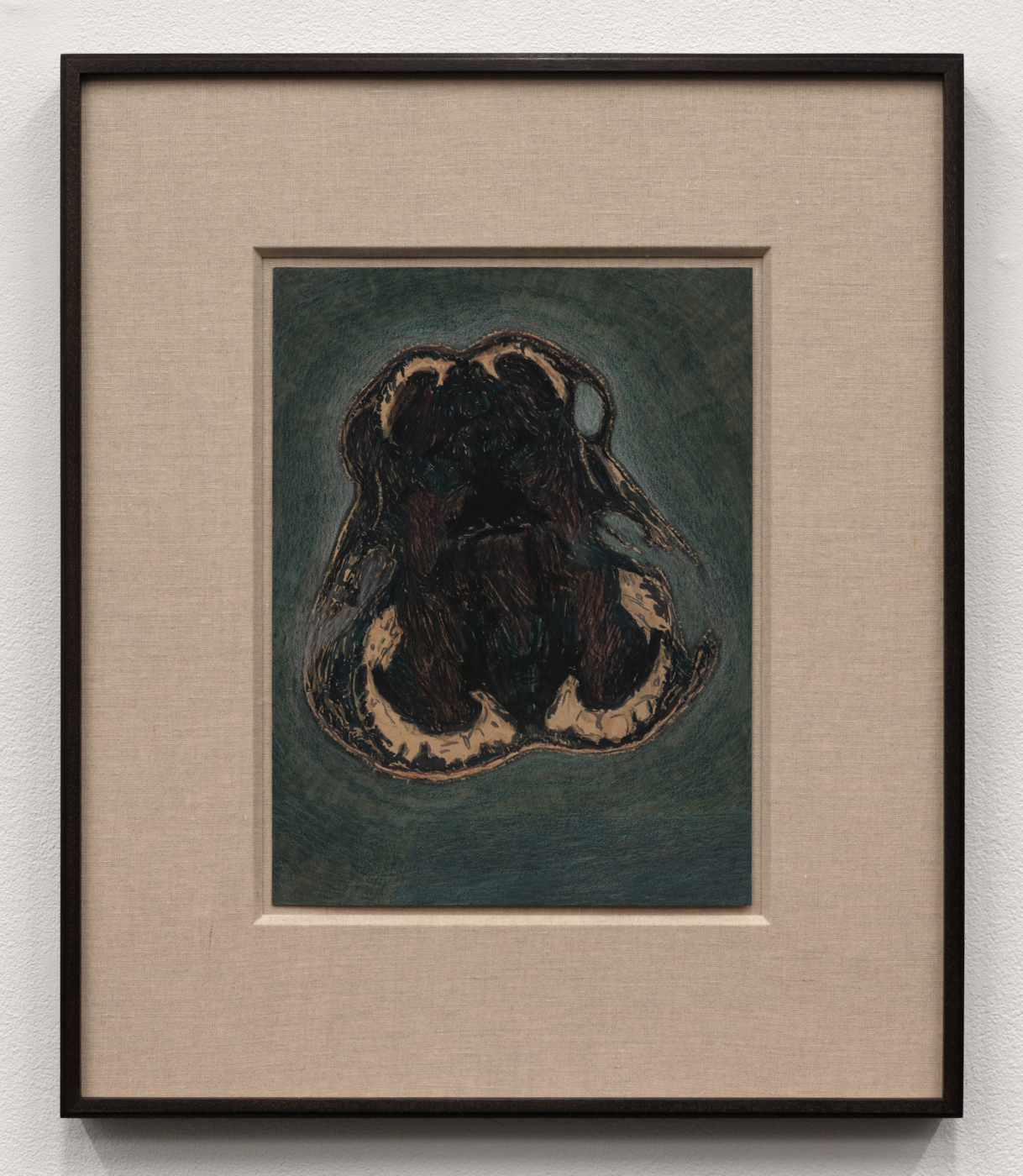 Prehistory 14, 2020. Gouache, colored pencil, and charcoal on paper, 12 x 9 in. (30.48 x 22.86 cm), 19 7/8 x 16 7/8 in. (50.48 x 42.86 cm) framed
