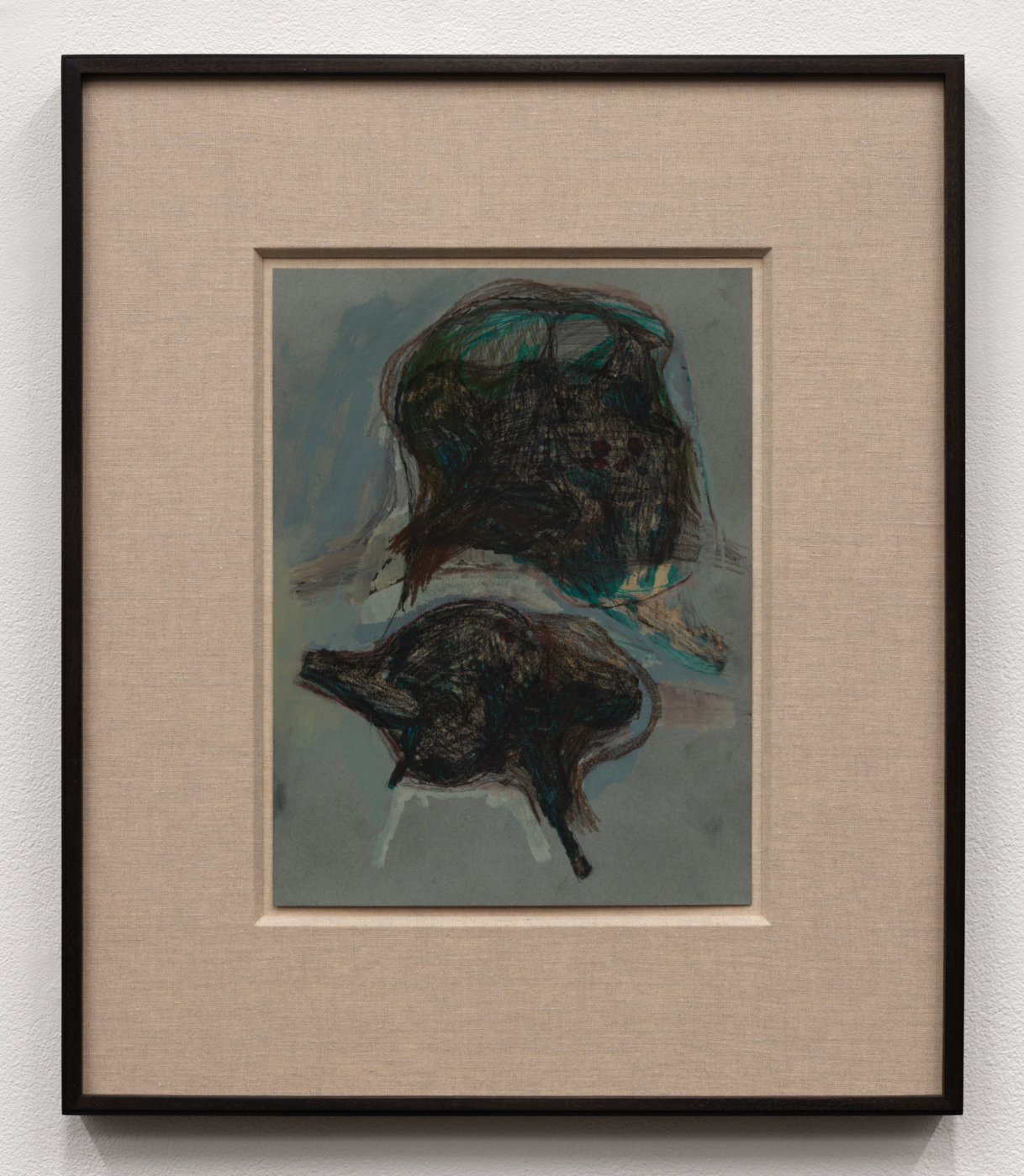 Prehistory 19, 2020. Gouache, charcoal, colored pencil, and graphite on paper, 12 x 9 in. (30.48 x 22.86 cm), 19 7/8 x 16 7/8 in. (50.48 x 42.86 cm) framed