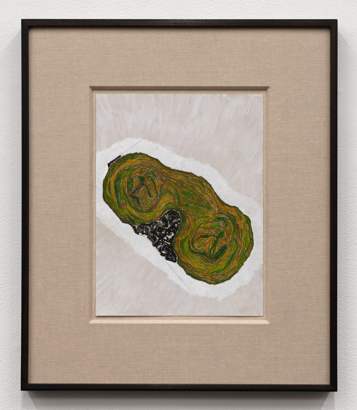 Prehistory 32, 2020. Gouache, colored pencil, ink, and graphite on paper, 12 x 9 in. (30.48 x 22.86 cm), 19 7/8 x 16 7/8 in. (50.48 x 42.86 cm) framed