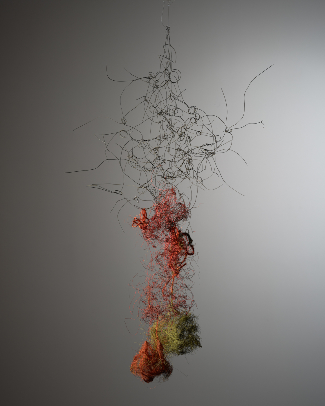 Vapors of Aria, 1993/2016. Brass and magnet wire, 41 x 24 x 24 in. (104.1 x 61 x 61 cm)