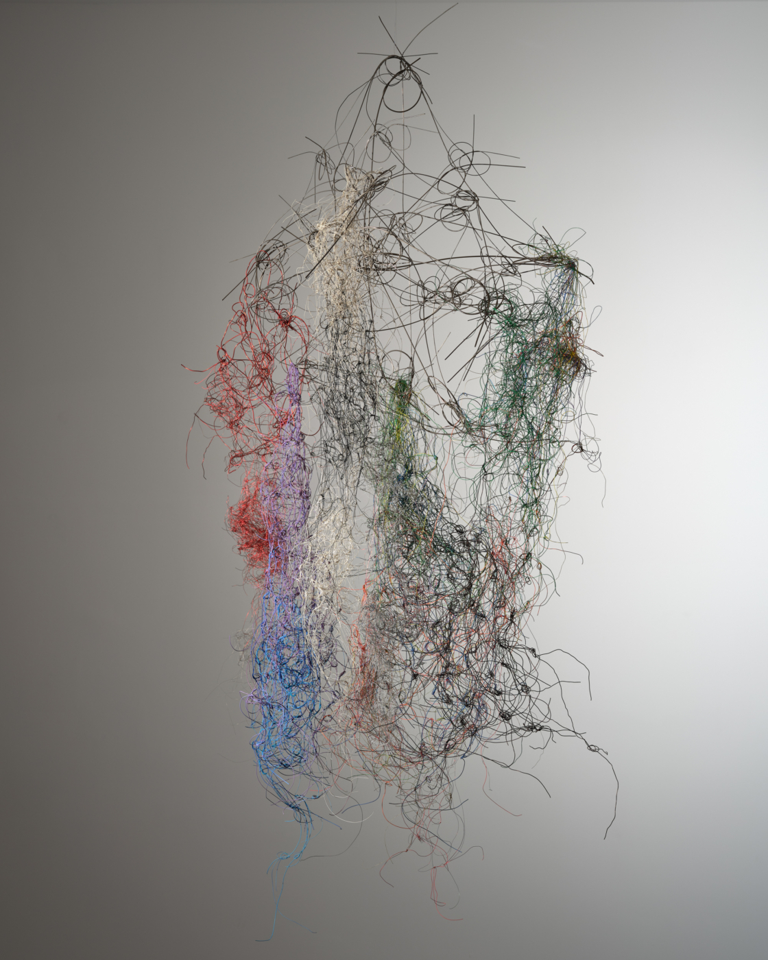 First Colors Form, 1995/2015. Stainless steel, magnet wire, Teflon coated wire and Kynar coated wire, 72 x 45 x 40 in. (182.9 x 114.3 x 101.6 cm)