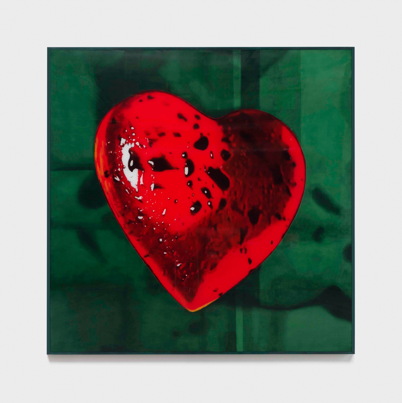 Alex Da Corte, The Strawberry Alarm Clock, 2024. Plexiglass, Flashe paint, sequin pins, foam, velvet, hardware and wood frame, 96 x 96 x 3 in. (243.84 x 243.84 x 7.62 cm)
