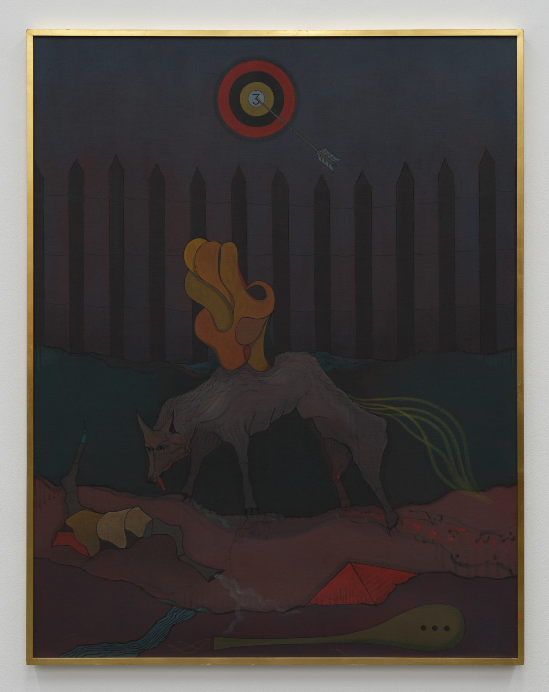 Jorge Camacho, Le pouls inquiet, 1969. Oil on canvas, 57½ x 45 in. (146.05 x 114.30 cm), 58⅝ x 45¾ in. (148.91 x 116.20 cm) framed