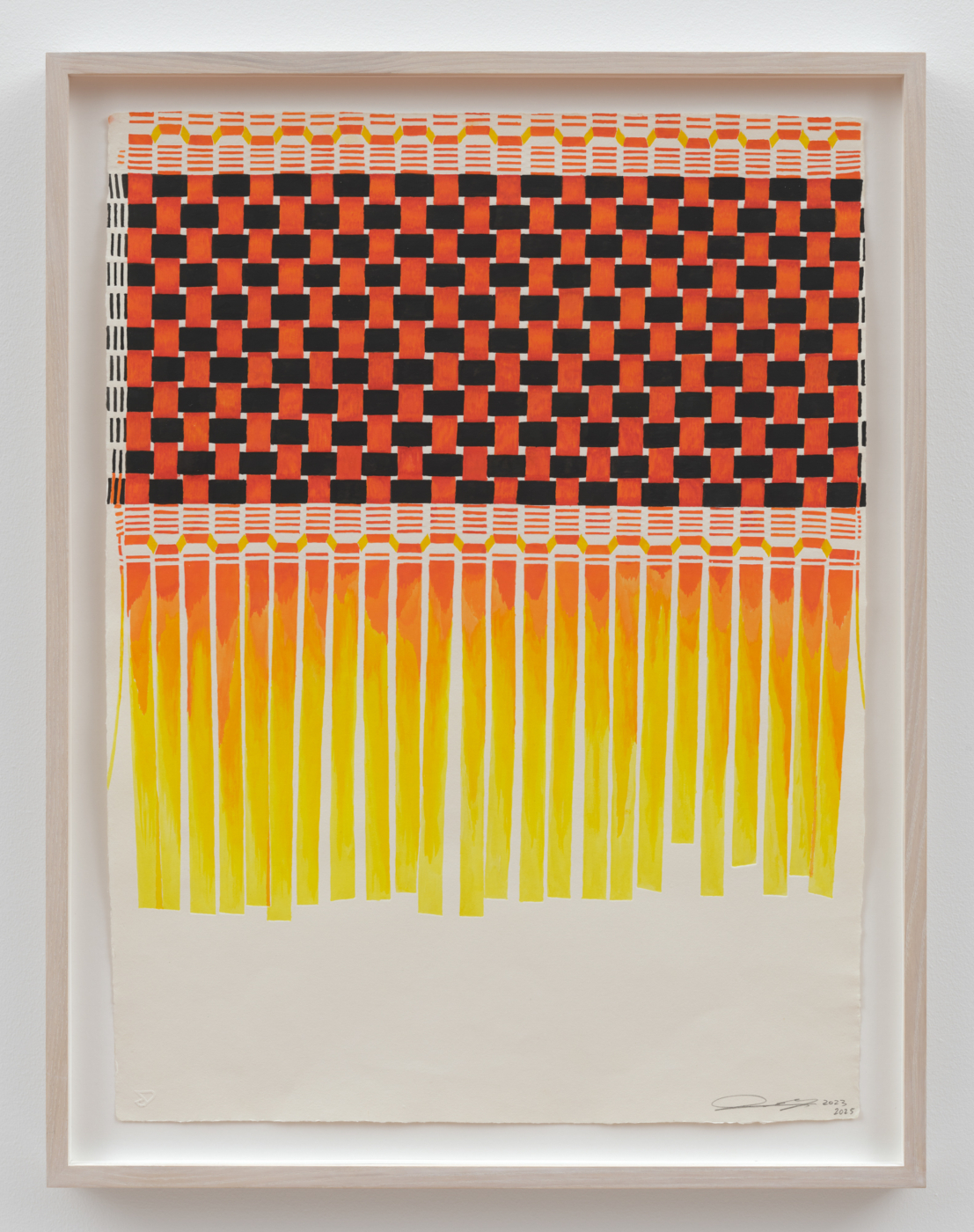 Jeremy Frey, Untitled, 2023–25. Embossment with handwoven Wabanaki basket by the Artist on handmade Twinrocker B Buff paper, 23 7/8 x 18 in. (60.64 x 45.72 cm), 26 5/8 x 20 5/8 in. (67.63 x 52.39 cm) framed