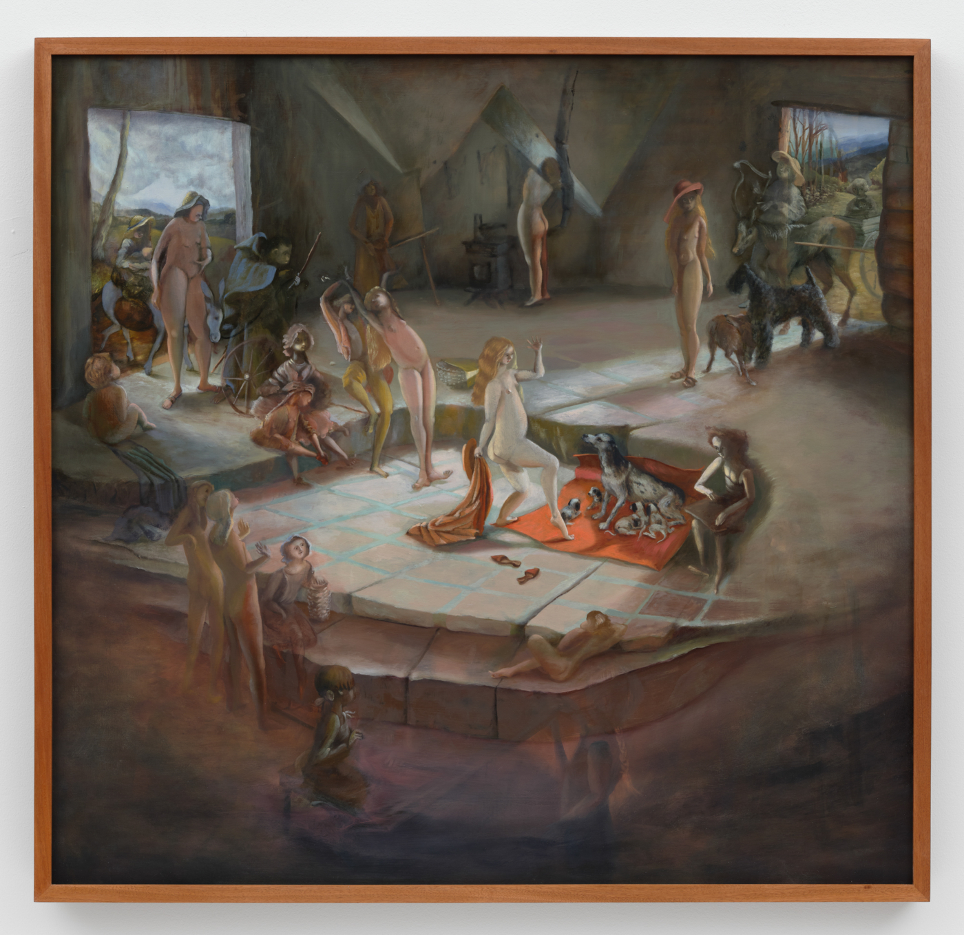 Kate Hargrave, The Bathers, 2025. Oil on panel, 37 x 39 in. (93.98 x 99.06 cm), 38 1/8 x 39 5/8 in. (96.84 x 100.65 cm) framed