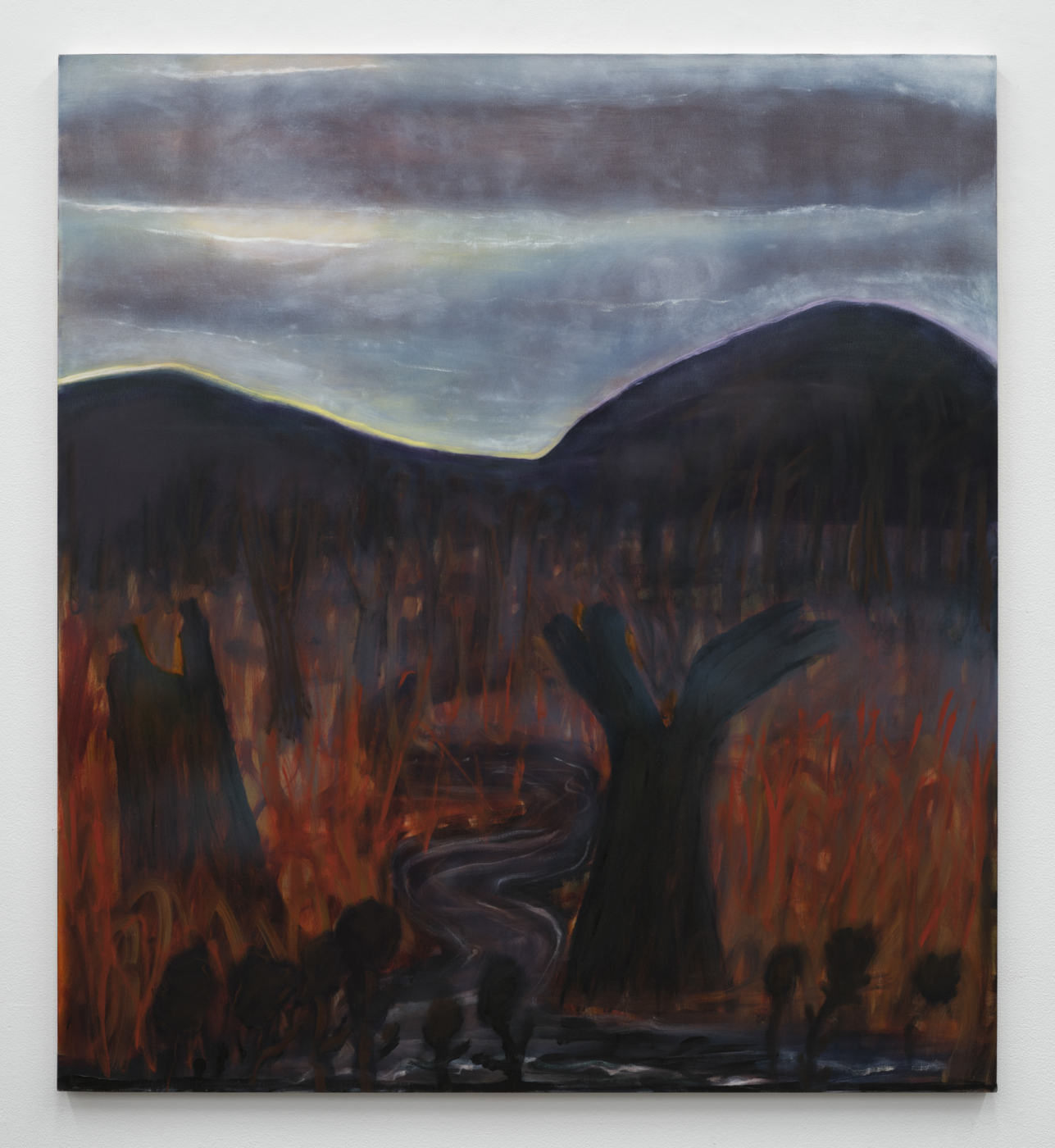 Kathryn Lynch, Winter Reds, 2025. Oil on linen, 53 x 48 in. (134.62 x 121.92 cm)