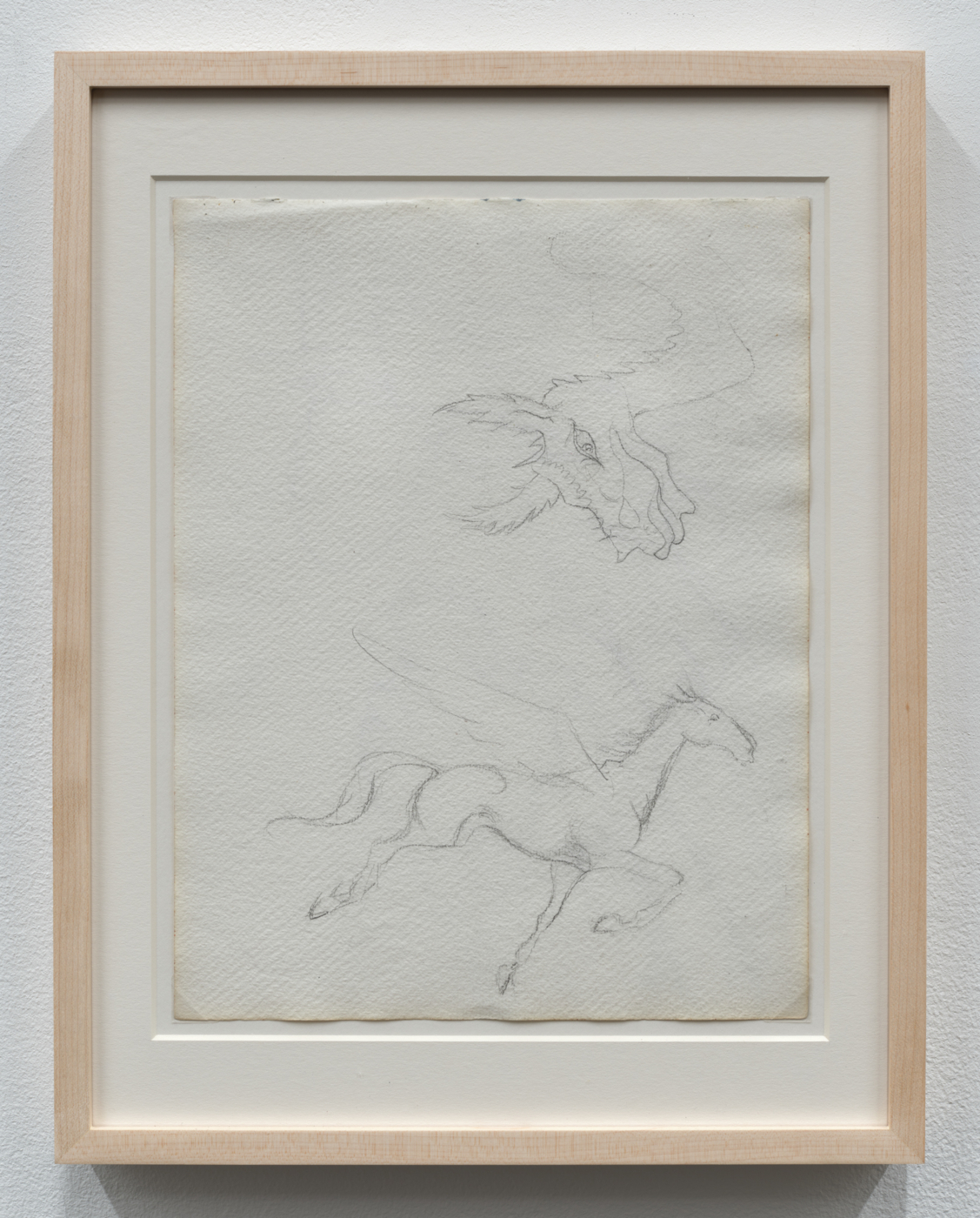 Leonora Carrington, Untitled, c. 1934–35. Pencil on double-sided paper, 11⅝ x 9 in. (29.53 x 22.86 cm), 15¾ x 12¼ in. (40.01 x 31.11 cm) framed