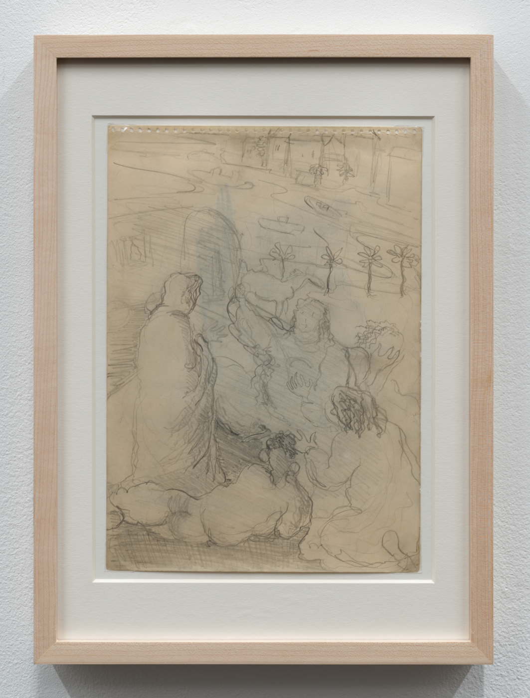 Leonora Carrington, Untitled, c. 1934–35. Pencil on double-sided paper, 9⅞ x 7 in. (25.2 x 17.7 cm), 13⅞ x 10⅛ in. (35.24 x 25.72 cm) framed