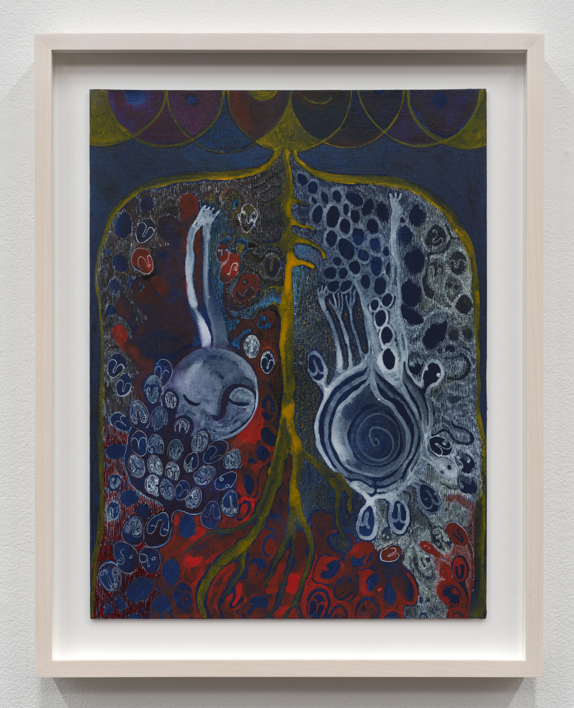 Luisa Rabbia, The Gods, February 25, 2024. Ink and watercolor on canvas on board, 16 x 12 in. (40.64 x 30.48 cm), 19 1/8 x 15 1/8 in. (48.58 x 38.42 cm) framed
