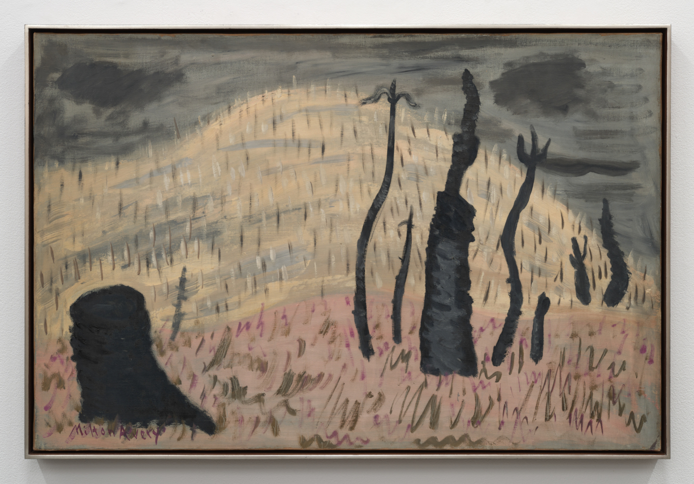 Milton Avery, Charred Forest, 1939. Oil on canvas, 24⅛ x 36⅛ in. (61.29 x 91.77 cm), 25 x 37⅛ in. (63.50 x 94.31 cm) framed