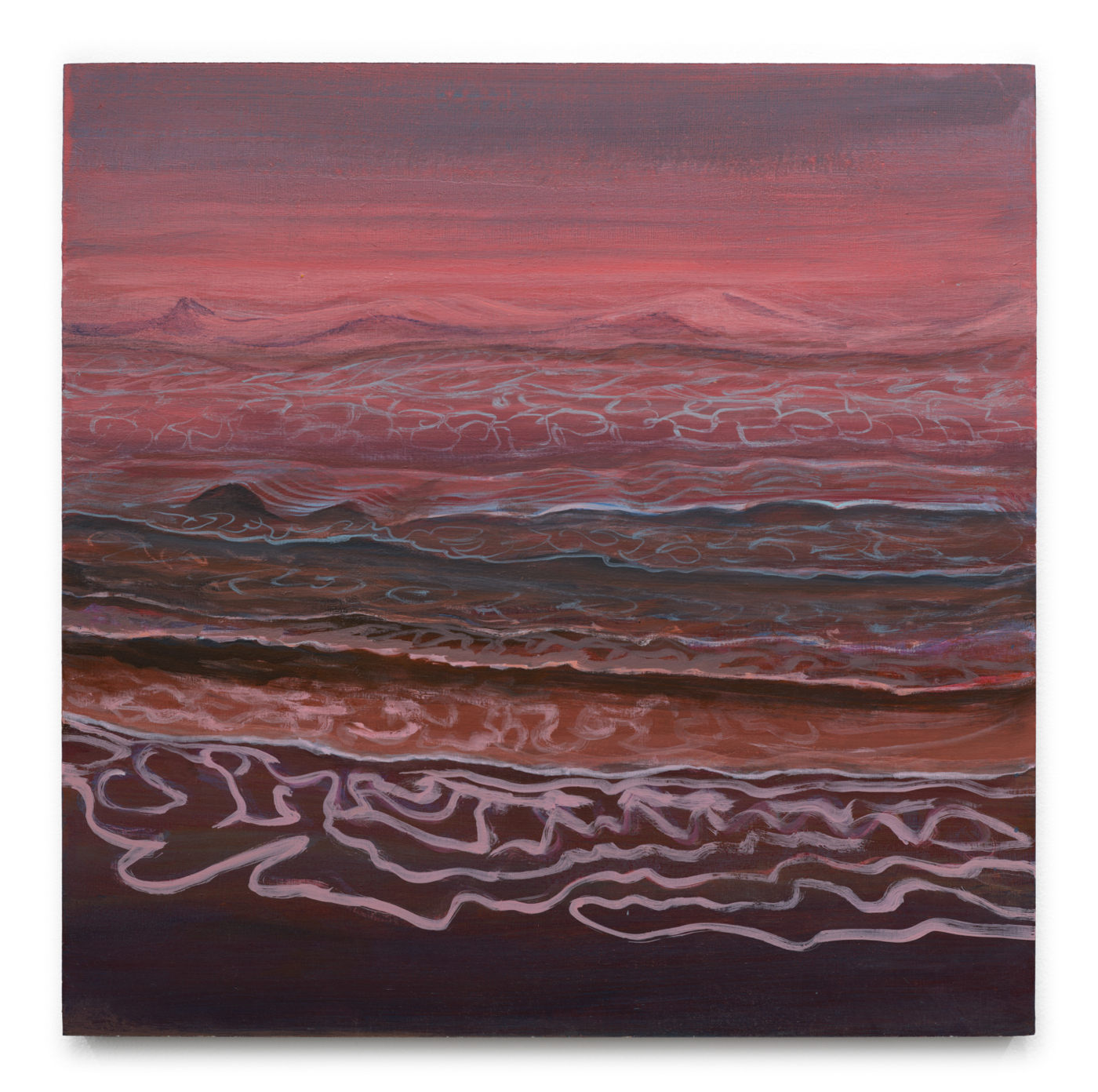 Nancy Diamond, Orange melt, 2024. Acrylic on wood panel, 16 x 16 in. (40.64 x 40.64 cm)