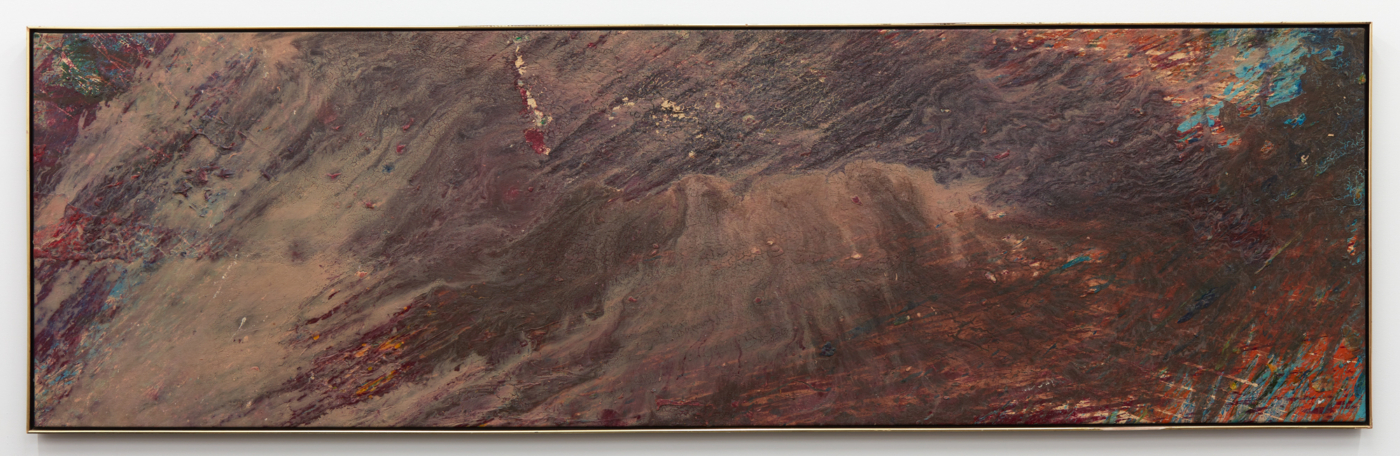 Peter Bradley, Nix Olympia, 1973. Acrylic on canvas, 34⅝ x 117⅛ in. (87.96 x 297.51 cm), 35⅞ x 118½ in. (91.14 x 300.99 cm) framed