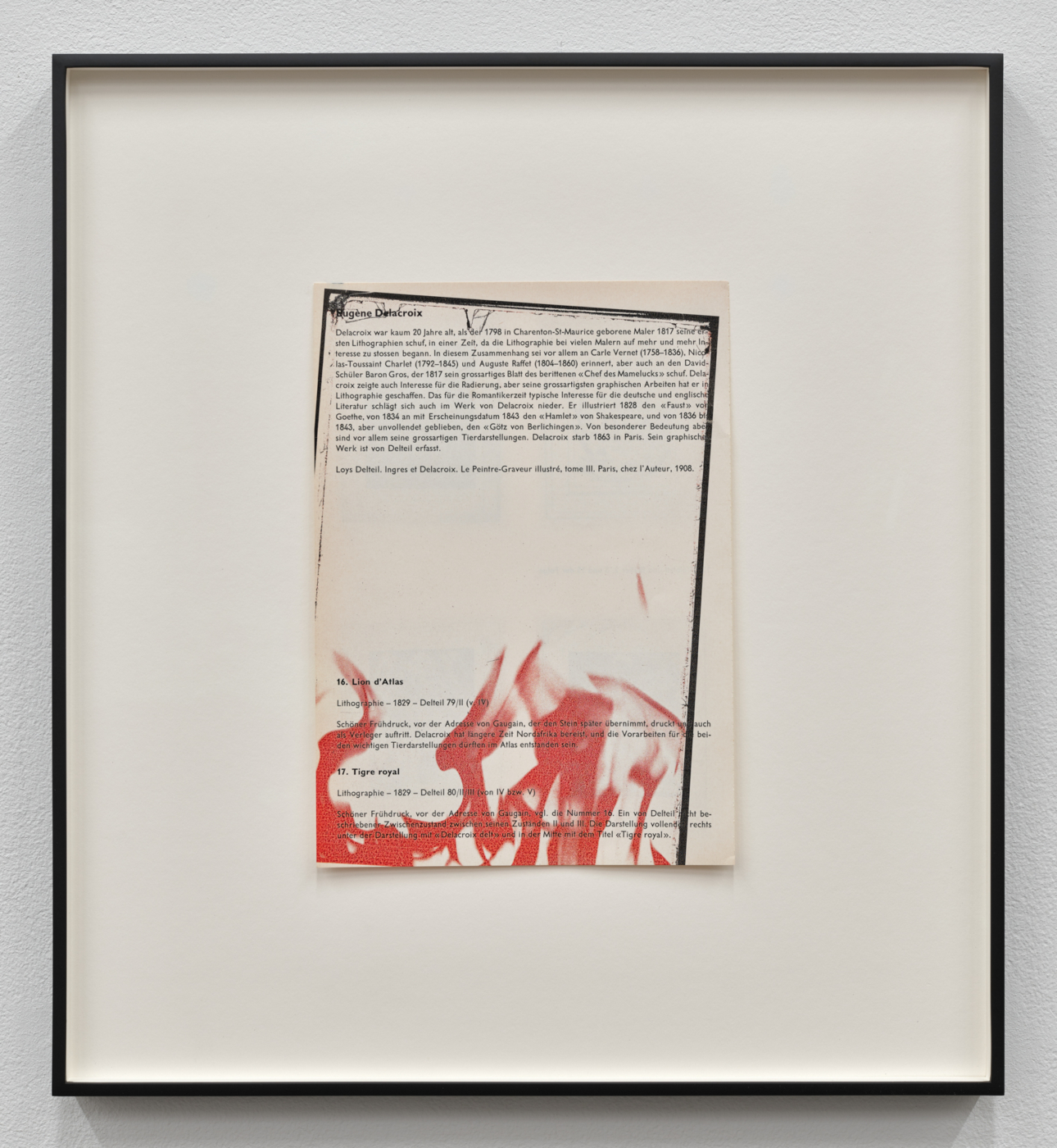 Wade Guyton, Untitled, 2024. Epson DURABrite inkjet on book page, 9 3/4 x 7 in. (24.77 x 17.78 cm), 17 1/2 x 16 in. (44.45 x 40.64 cm) framed
