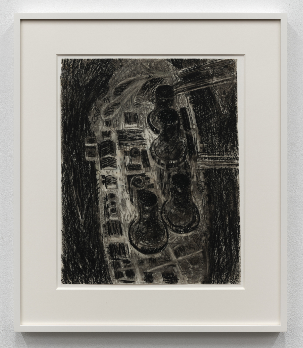 Yvonne Jacquette, Three Mile Island III, 1982. Charcoal on vellum, 17 1/2 x 14 in. (44.45 x 35.56 cm), 20 3/8 x 23 7/8 in. (51.75 x 60.64 cm) framed