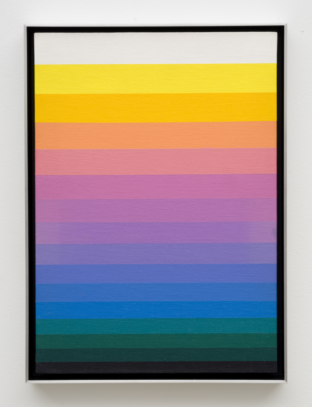 #10 Spectrum Return, c. 1975. Acrylic on canvas board, 14 x 10 in. (35.56 x 25.40 cm), 14¾ x 10¾ in. (37.47 x 27.30 cm) framed