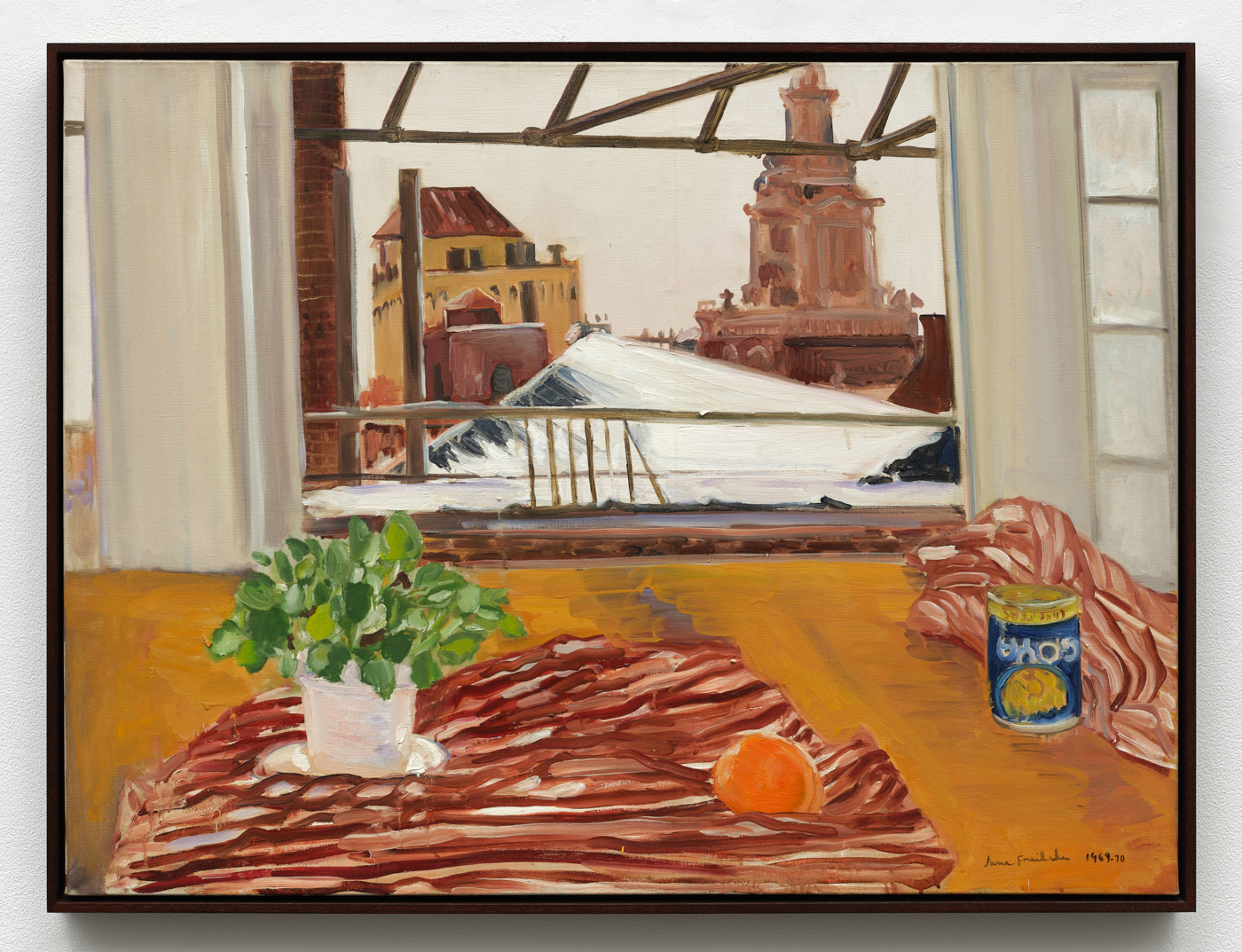 Jane Freilicher, Still Life-Rooftops, 1969–70. Oil on linen, 30 x 40 in. (76.20 x 101.60 cm), 31 1/4 x 41 1/4 x 2 in. (79.38 x 104.78 x 5.08 cm) framed