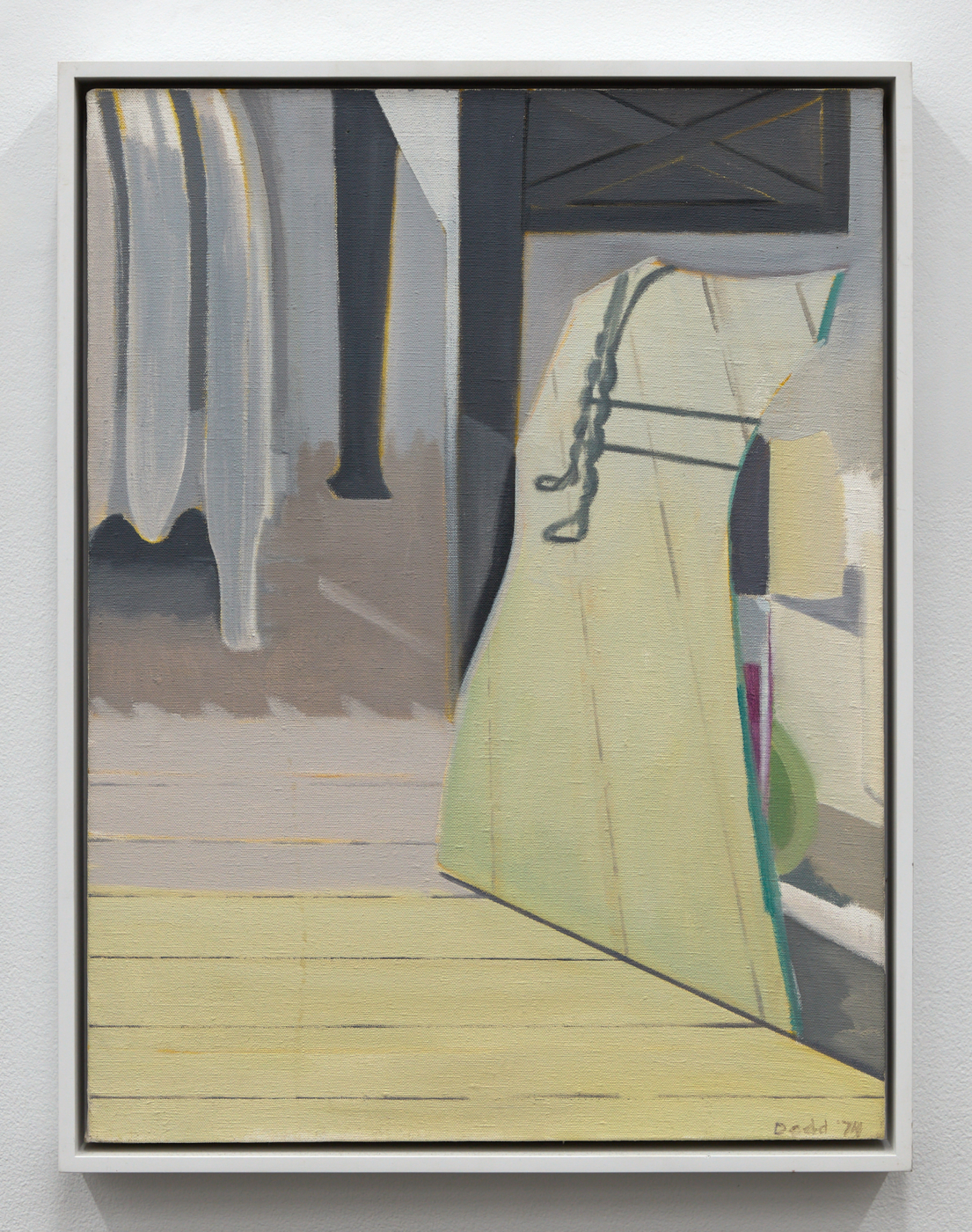 Lois Dodd, Radiator, Cracked Mirror (Grey + White Composition), 1974. Oil on linen, 24 x 18¼ in. (60.96 x 46.36 cm), 25 1/4 x 19 1/2 x 2 1/2 in. (64.14 x 49.53 x 6.35 cm) framed
