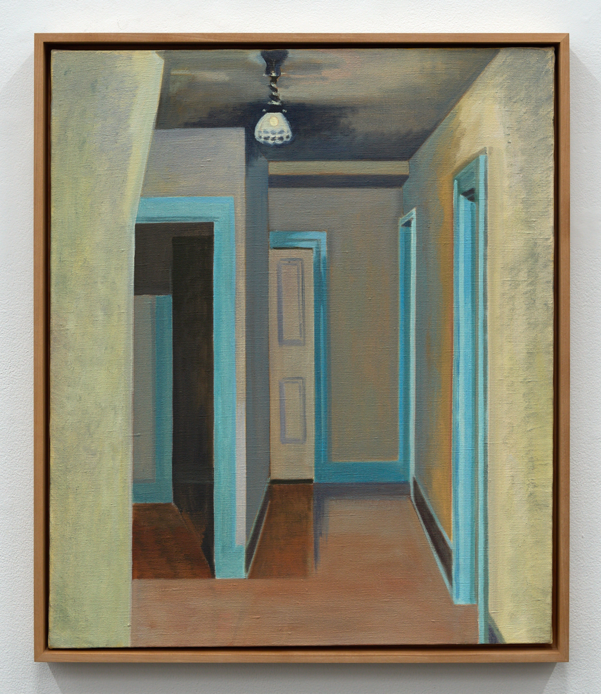 Lois Dodd, Blairstown Hallway, 1976. Oil on linen, 25 1/2 x 21 1/2 in. (64.77 x 54.61 cm), 26 7/8 x 22 7/8 x 2 in. (68.28 x 58.12 x 5.08 cm) framed