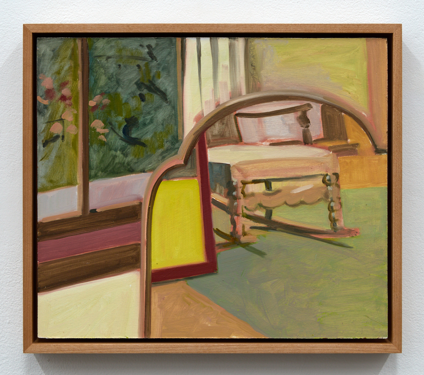 Lois Dodd, Mirror + Window, 1988. Oil on Masonite, 11⅞ x 13⅞ in. (30.18 x 35.26 cm), 13 x 15 x 2 in. (33.02 x 38.10 x 5.08 cm) framed