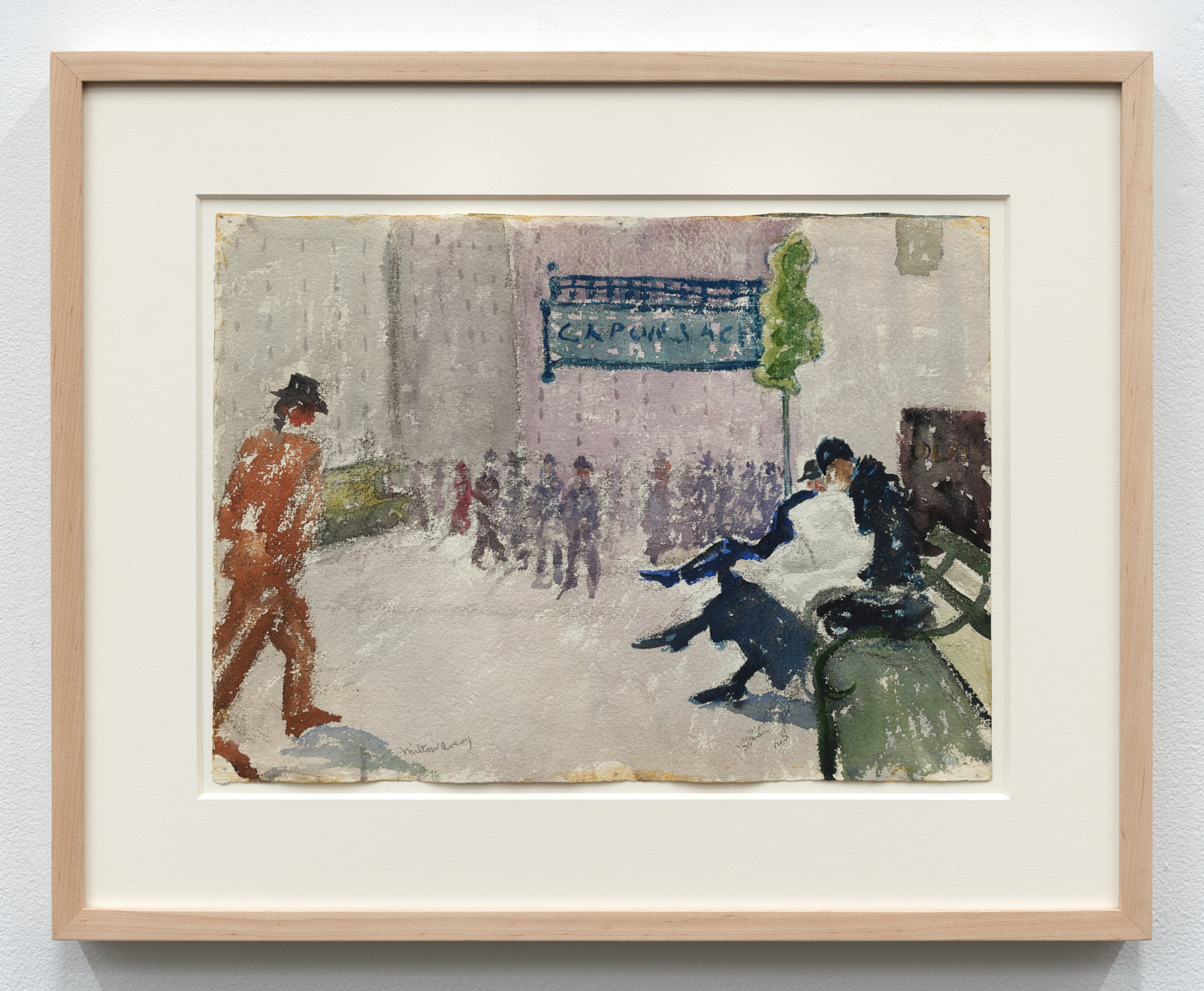 Untitled (Street Scene), c. 1920s. Watercolor on paper, 11⅛ x 15⅛ in. (28.26 x 38.43 cm), 17⅜ x 21½ x 1⅝ in. (44.15 x 54.61 x 4.14 cm) framed