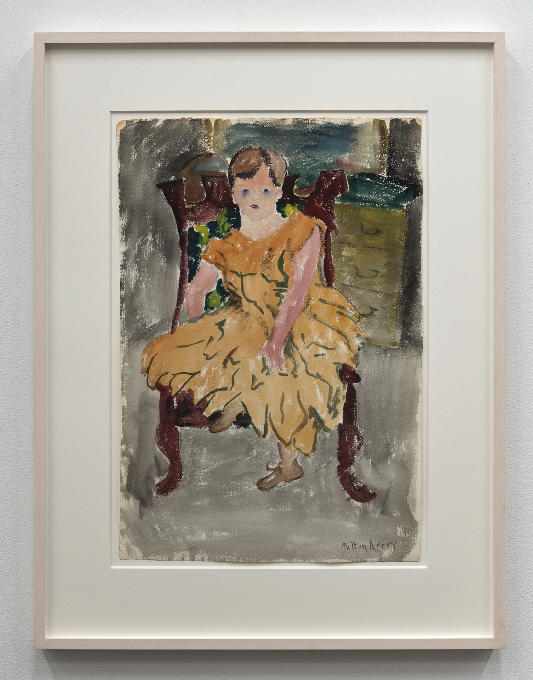 The Leaf Dress, c. 1930s. Watercolor on paper, 22⅛ x 15 in. (56.21 x 38.10 cm), 30¾ x 23½ x 1⅝ in. (78.11 x 59.69 x 4.14 cm) framed