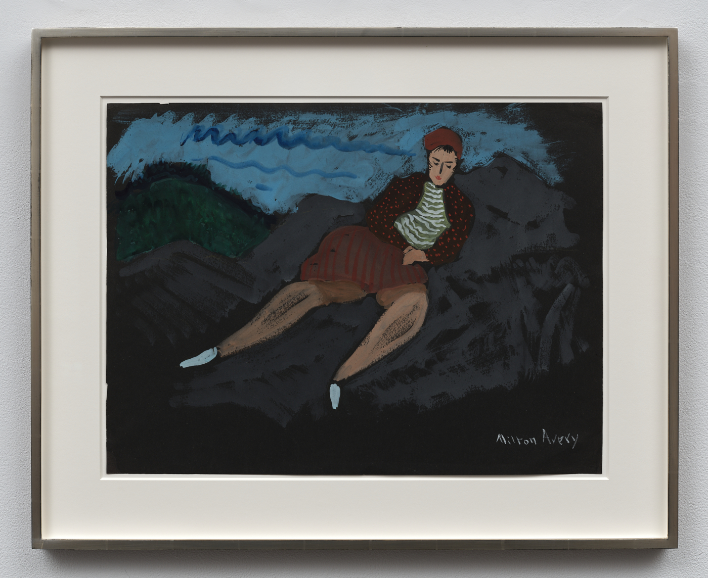 Sally on the Rocks, c. 1930s. Gouache on black paper, 18 x 24 in. (45.72 x 60.96 cm), 25 1/4 x 31 1/4 x 1 1/2 in. (64.14 x 79.38 x 3.81 cm) framed