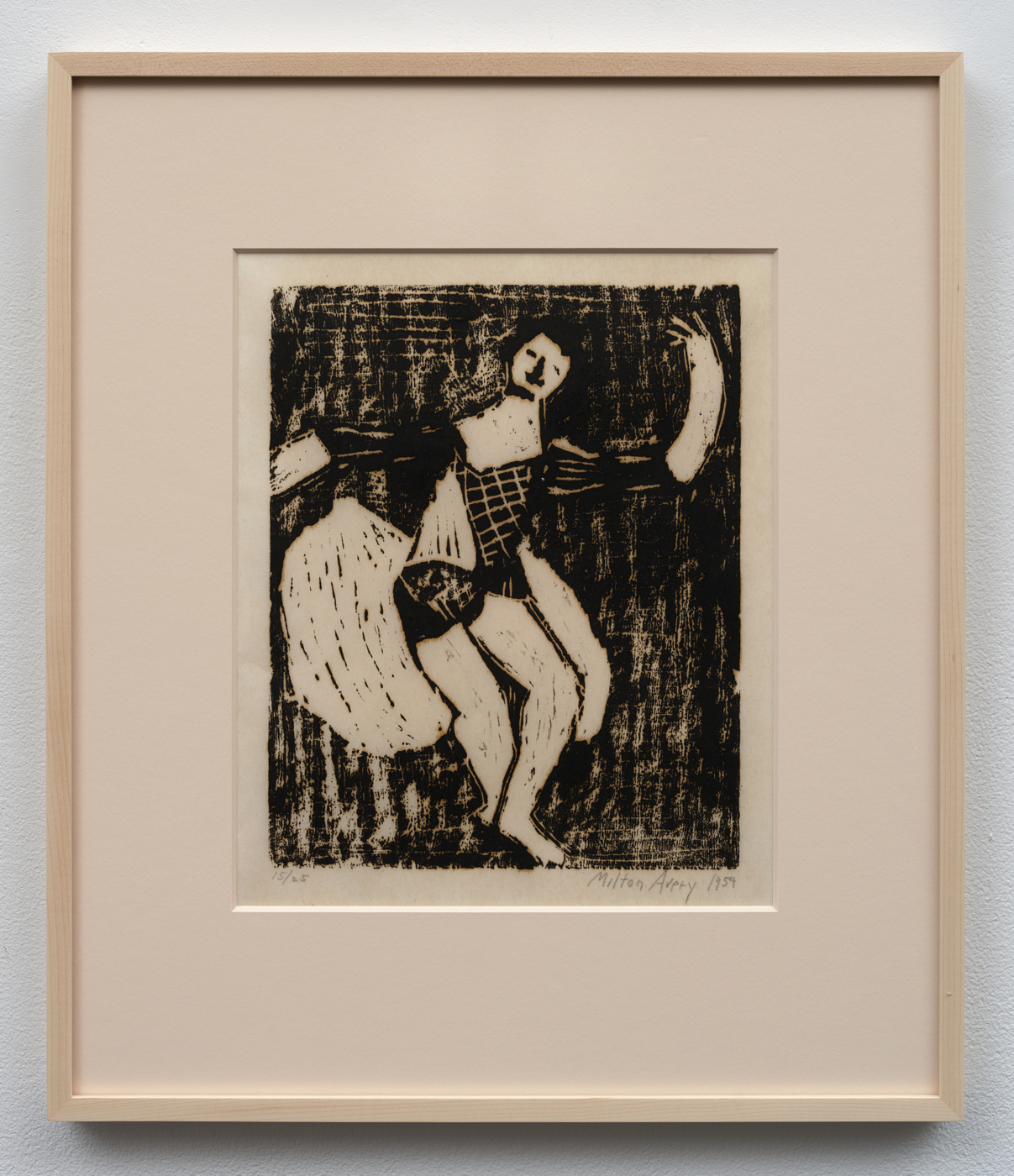 Dancer (black), 1954. Woodcut on paper, 13½ x 11 in. (34.29 x 27.94 cm), 21 7/8 x 18 3/4 x 1 1/4 in. (55.56 x 47.63 x 3.17 cm) framed
