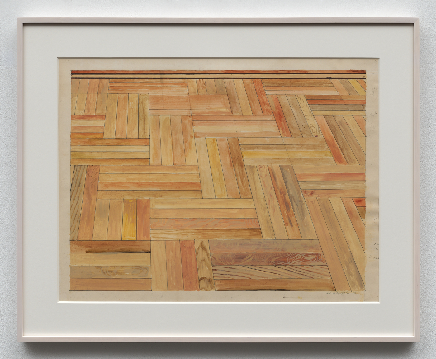 Sylvia Plimack Mangold, Untitled, 1957. Ink and watercolor on paper, 21 1/4 x 28 1/4 in. (53.98 x 71.75 cm), 28 1/2 x 35 3/8 x 1 1/2 in. (72.39 x 89.85 x 3.81 cm) framed