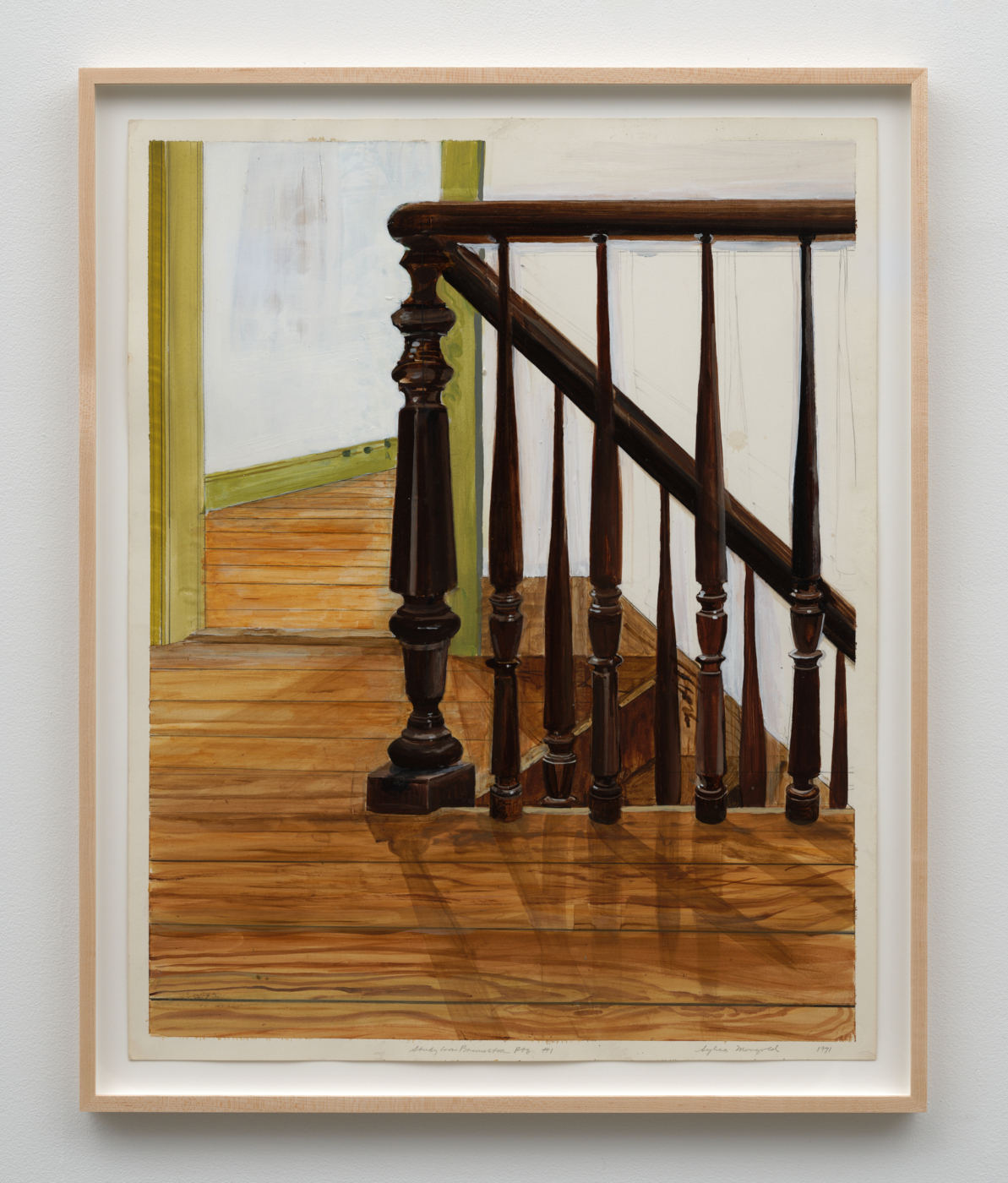 Sylvia Plimack Mangold, Study for Banister Painting #1, 1971. Acrylic and pencil on paper, 29 x 23 in. (73.66 x 58.42 cm), 32 x 26 x 1 1/2 in. (81.28 x 66.04 x 3.87 cm) framed