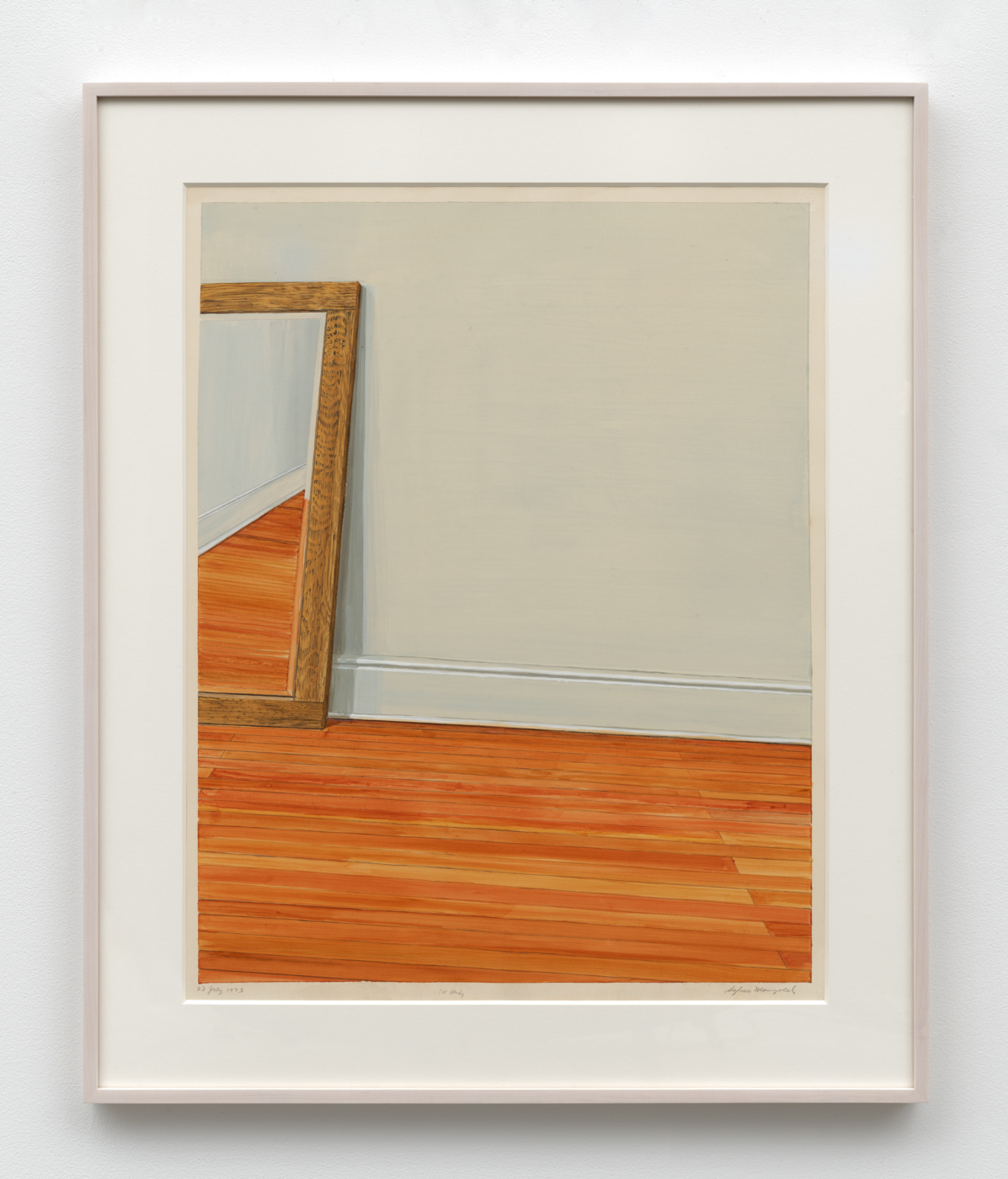 Sylvia Plimack Mangold, First Study, 1973. Watercolor and pencil on paper, 28 7/8 x 22 3/4 in. (73.36 x 57.79 cm), 35 1/4 x 29 3/8 x 1 1/2 in. (89.41 x 74.61 x 3.81 cm) framed