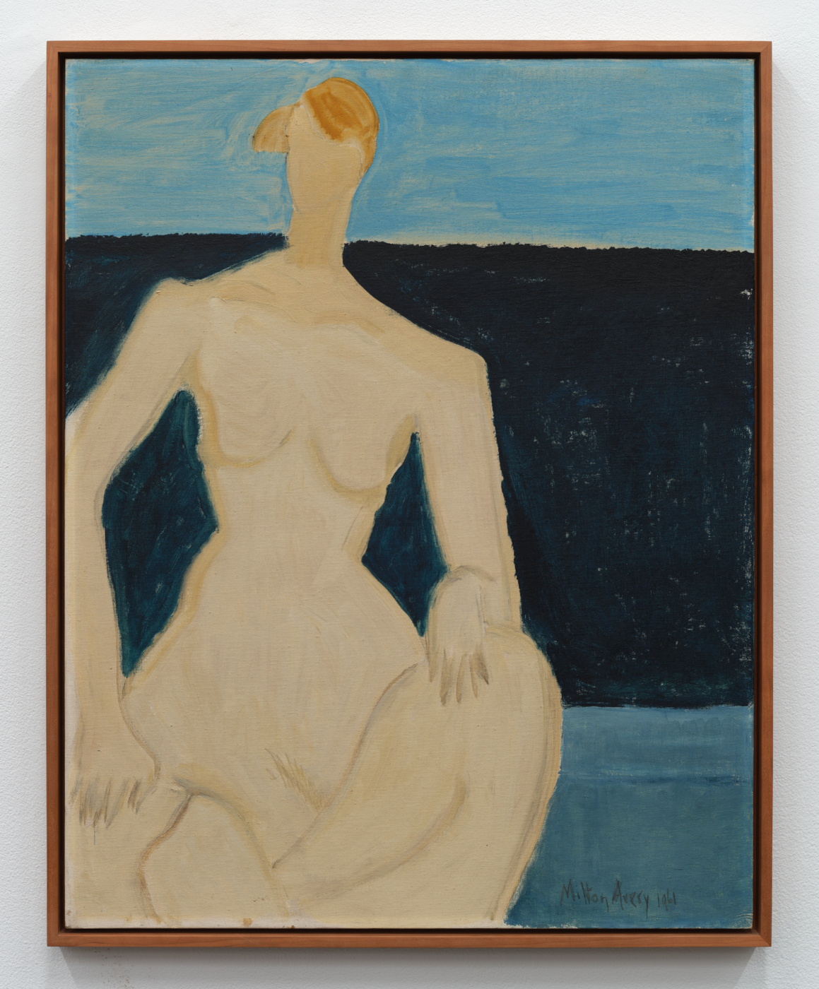 Milton Avery, Nude by the Sea, 1961. Oil on canvas board, 28 x 22 1/8 in. (71.12 x 56.21 cm), 29 x 23 1/4 in. (73.66 x 59.05 cm) framed