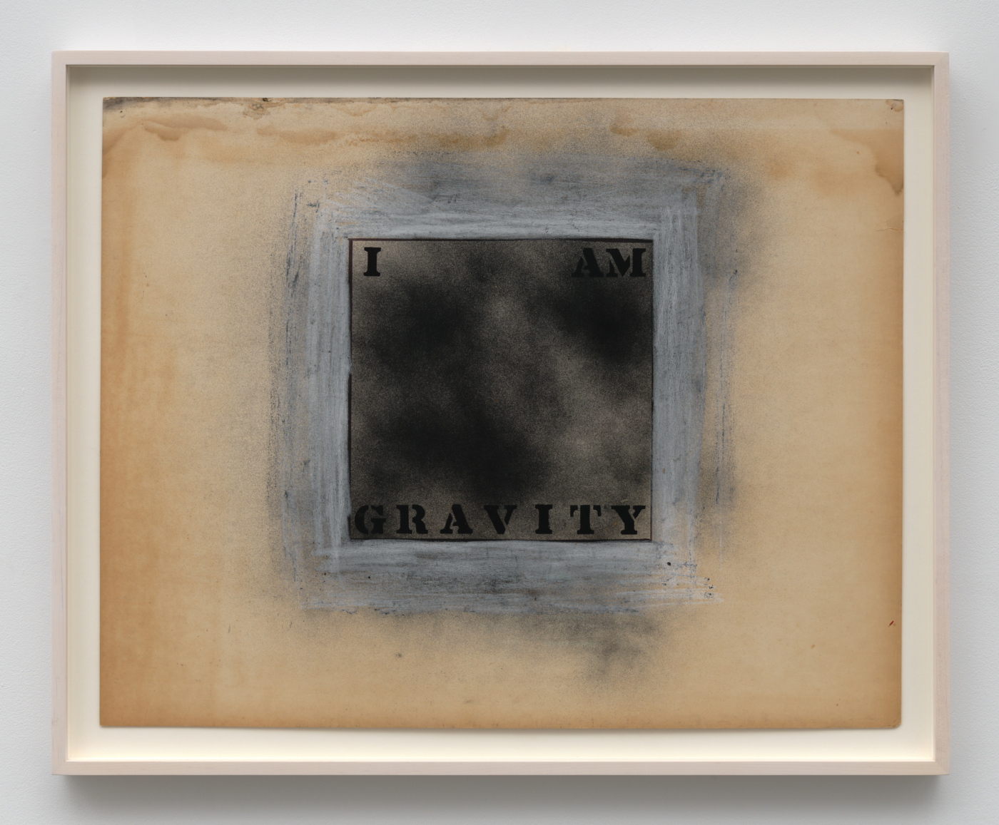 Untitled (I Am Gravity), c. 1968. Spray paint and pastel on paper, 22 x 28 in. (55.88 x 71.12 cm), 25 1/8 x 31 1/8 in. (63.82 x 79.06 cm) framed