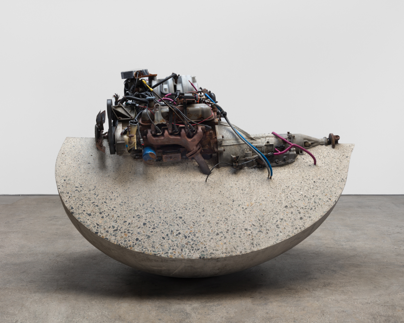 Heartthrob, 2025. Concrete, steel and Ford F-150 engine, 56¼ x 82 x 53½ in. (142.88 x 208.28 x 135.89 cm)
