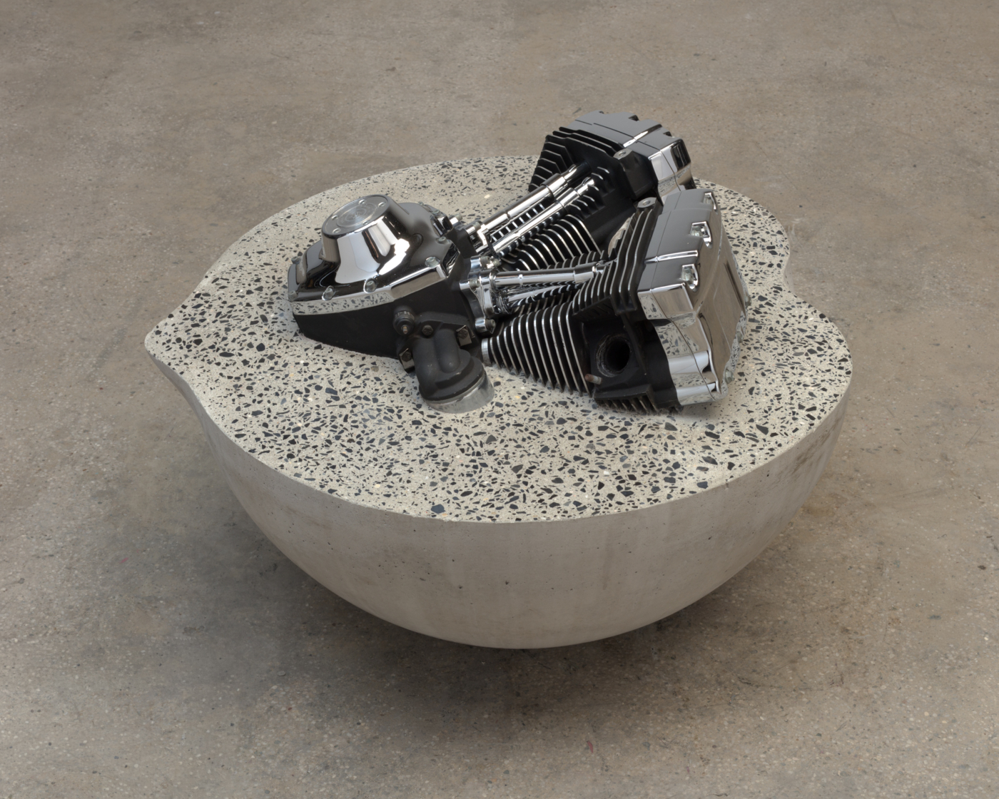 Wild Heart, 2025. Concrete, steel and Harley Davidson engine, 22½ x 32 x 31½ in. (57.15 x 81.28 x 80.01 cm)
