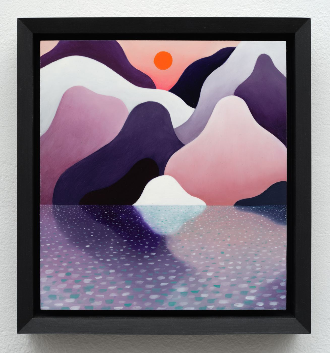 Sunset (Copper Version), 2025. Oil on copper, 6 3/4 x 6 1/8 in. (17.00 x 15.50 cm), 7 7/8 x 7 1/4 x 1 1/8 in. (20.00 x 18.41 cm) framed