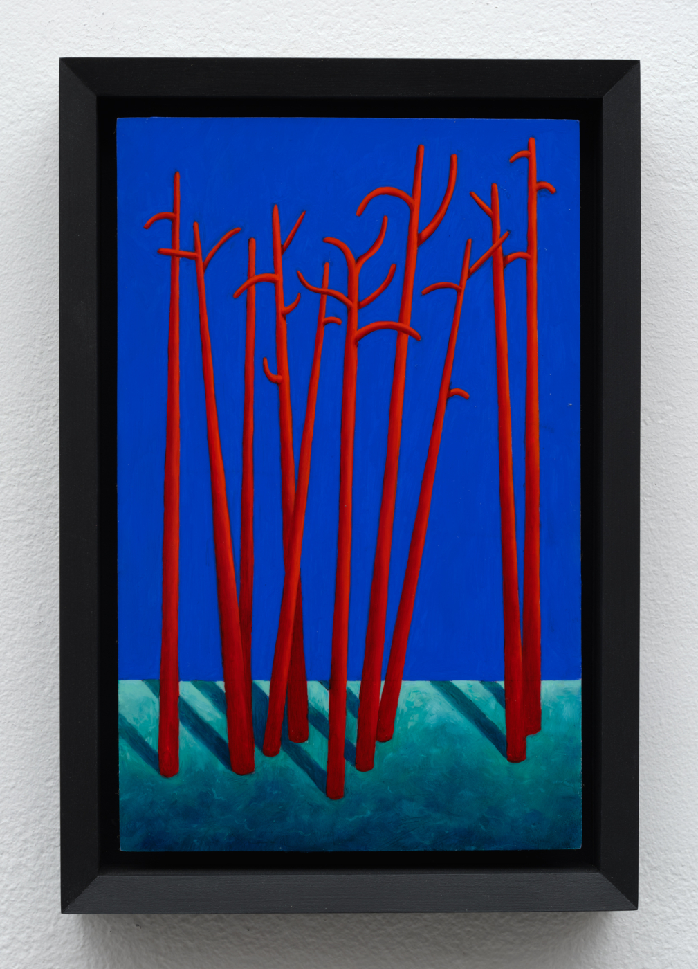 Trees (Copper Version), 2025. Oil on copper, 7 1/2 x 4 3/4 in. (19.00 x 12.00 cm), 8 5/8 x 5 7/8 in. (21.91 x 14.92 cm) framed