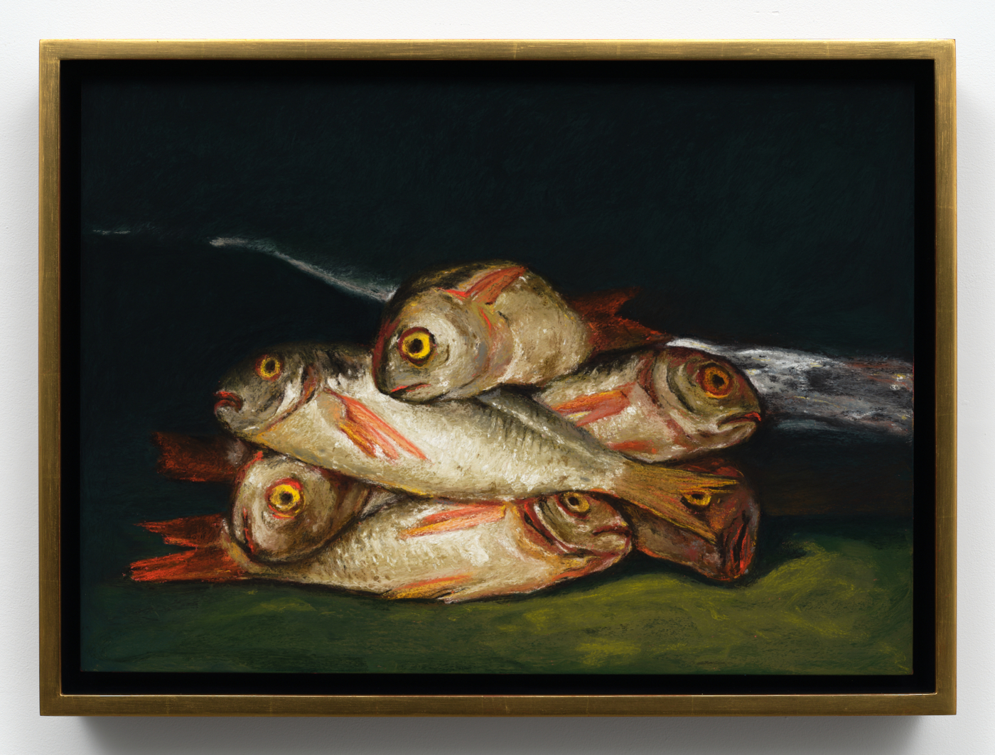 Still Life with Golden Bream, after Francisco de Goya, 2025. Pastel on linen, 17¾ x 24¾ in. (44.93 x 62.71 cm), 26 5/8 x 19 3/4 in. (67.63 x 50.17 cm) framed