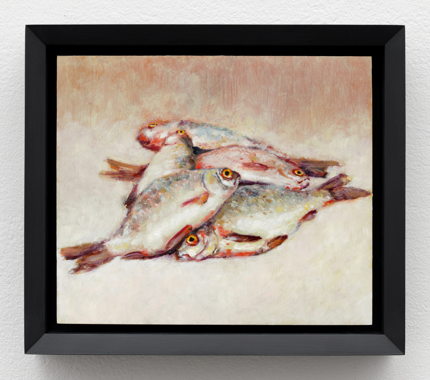 Dead Fish, 2025. Oil on copper, 5 x 6 1/4 in. (12.7 x 16 cm), 6 1/8 x 7 in. (15.56 x 17.78 cm) framed