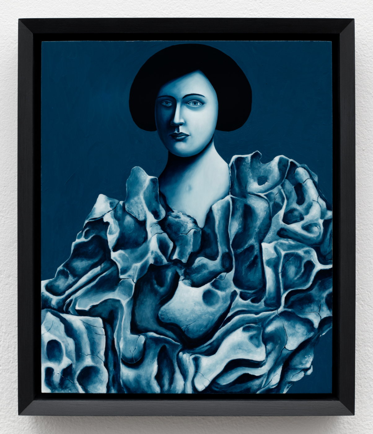 Portrait with Meteorite (Copper Version), 2025. Oil on copper, 9 x 7 1/2 in. (23.00 x 19.00 cm), 10 1/4 x 8 5/8 in. (26.04 x 21.91 cm) framed