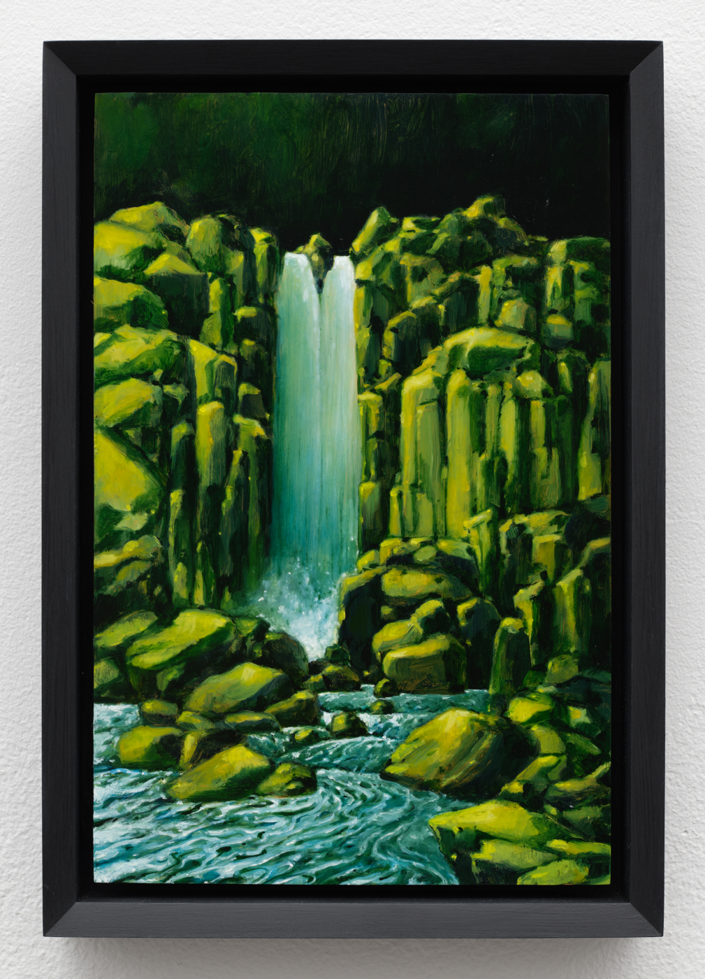 Waterfall, 2025. Oil on copper, 9 x 5 7/8 in. (23 x 15 cm), 10 1/4 x 7 in. (26.04 x 17.78 cm) framed