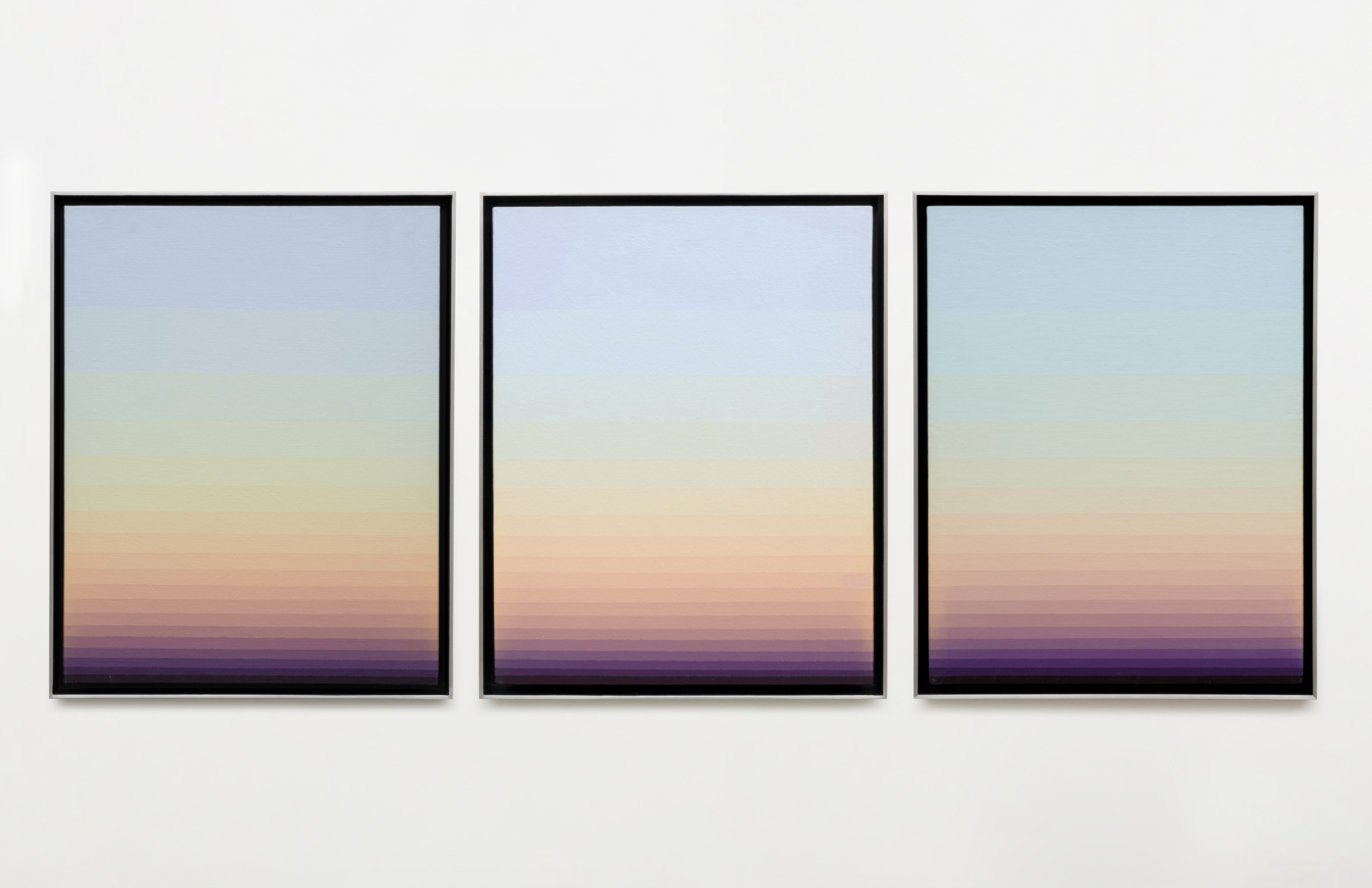 NEW 30, NEW 32, NEW 11, 1984–86. Acrylic on canvas board, 14 x 11 in. (35.56 x 27.94 cm) each, 14 3/4 x 11 3/4 in. (37.47 x 29.84 cm) framed