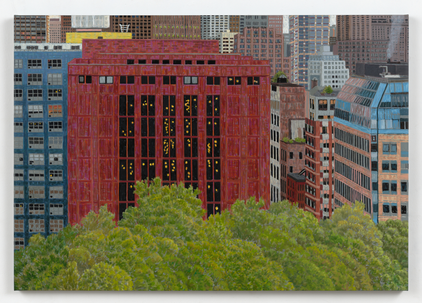 Washington Square View with Bobst Library at NYU II, 2010-11. Oil on canvas, 48 5/8 x 69 1/2 in. (123.51 x 176.53 cm)