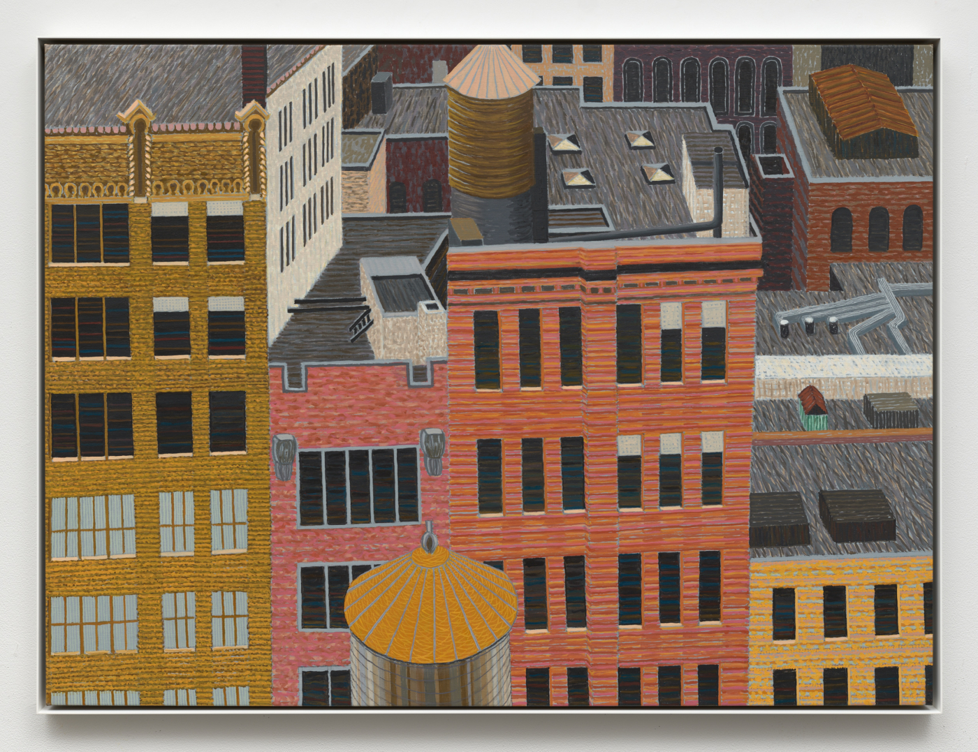 Near Cooper Square, N.Y., 2016. Oil on linen, 42 1/2 x 57 1/4 in. (107.95 x 145.41 cm); 43 5/8 x 58 1/4 in. (110.81 x 147.95 cm) framed
