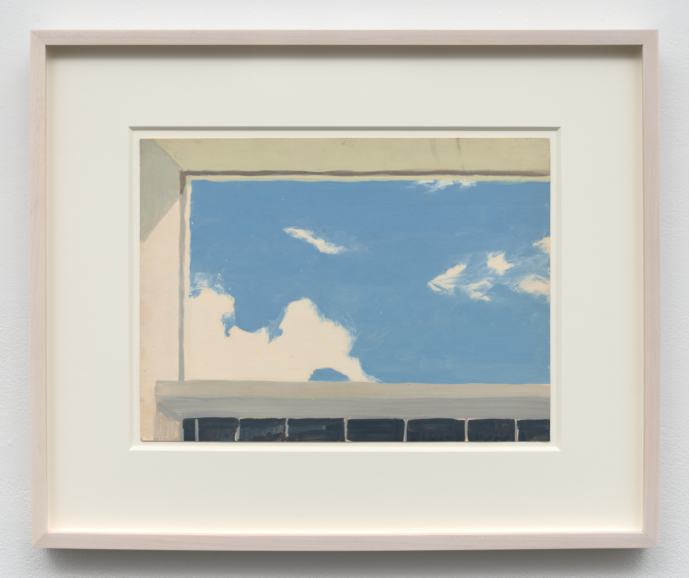 Untitled (Blue Sky, Window Sill), c. 1969. Acrylic on paper, 10⅜ x 14 in. (26.35 x 35.56 cm); 17½ x 21¼ in. (framed) (44.45 x 53.98 cm) framed