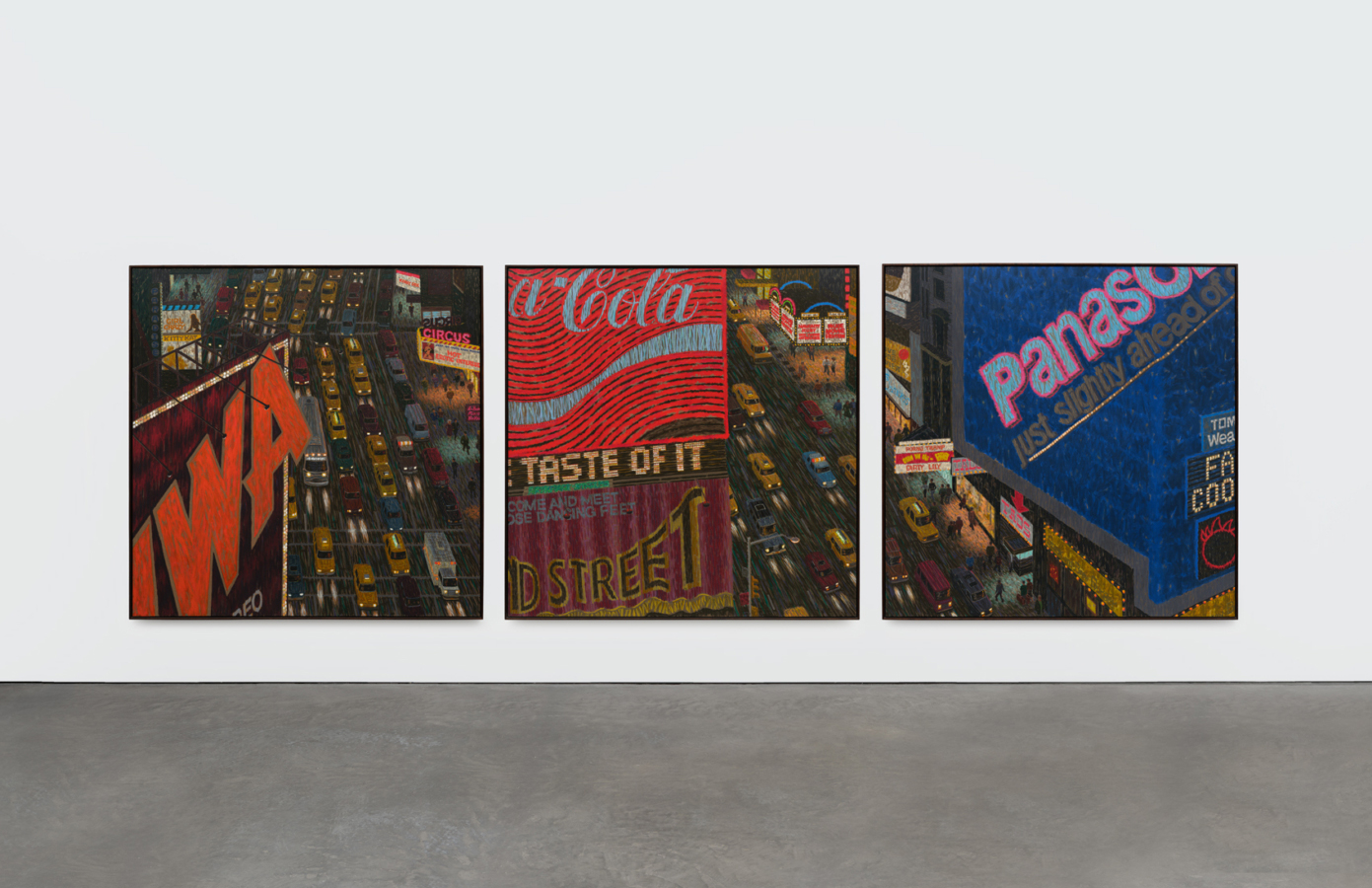 Times Square Triptych II, 1986–87. Oil on canvas, 81¼ x 81¼ in. (206.38 x 206.38 cm) overall