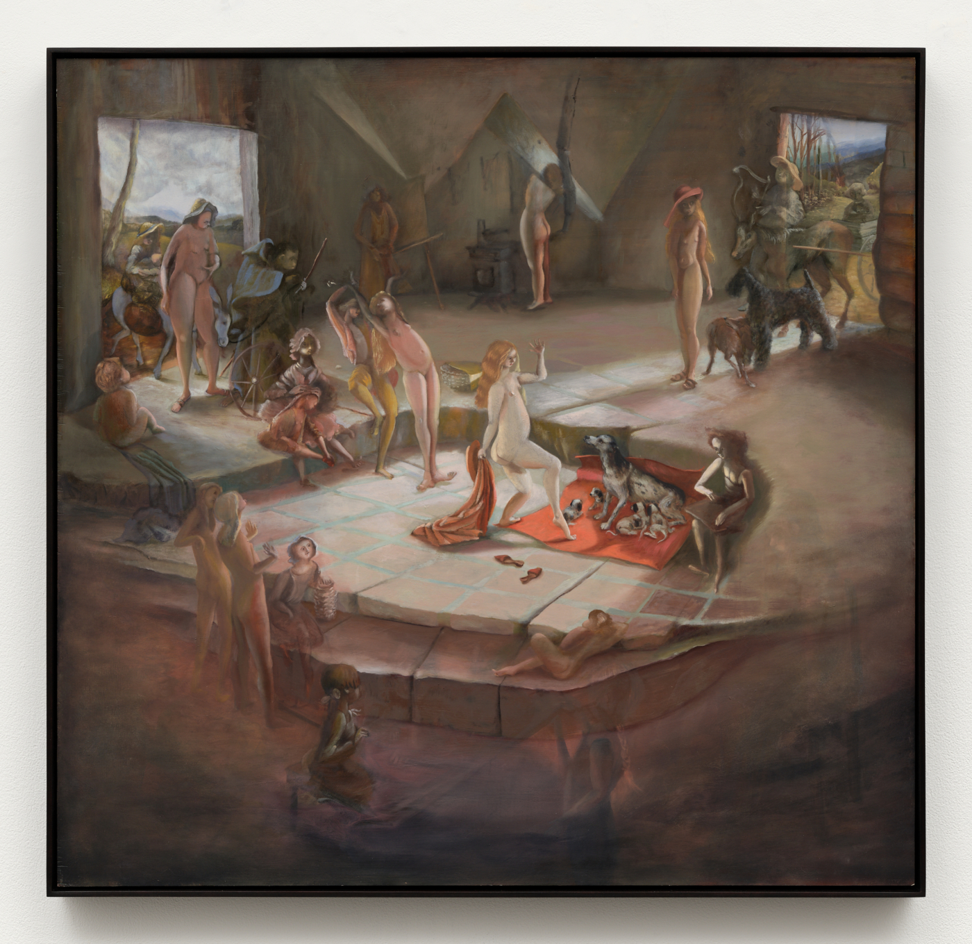 The Bathers, 2025. Oil on panel, 37 1/4 x 38 5/8 in. (94.61 x 98.12 cm); 38 x 39 1/2 in. (96.52 x 100.33 cm) framed