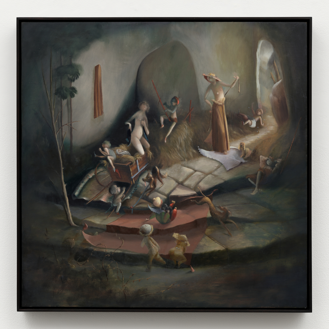 The Hand-Me-Down, 2026. Oil on panel, 30 x 30 in. (76.20 x 76.20 x 1.60 cm); 30 7/8 x 30 7/8 in. (78.42 x 78.42 cm) framed