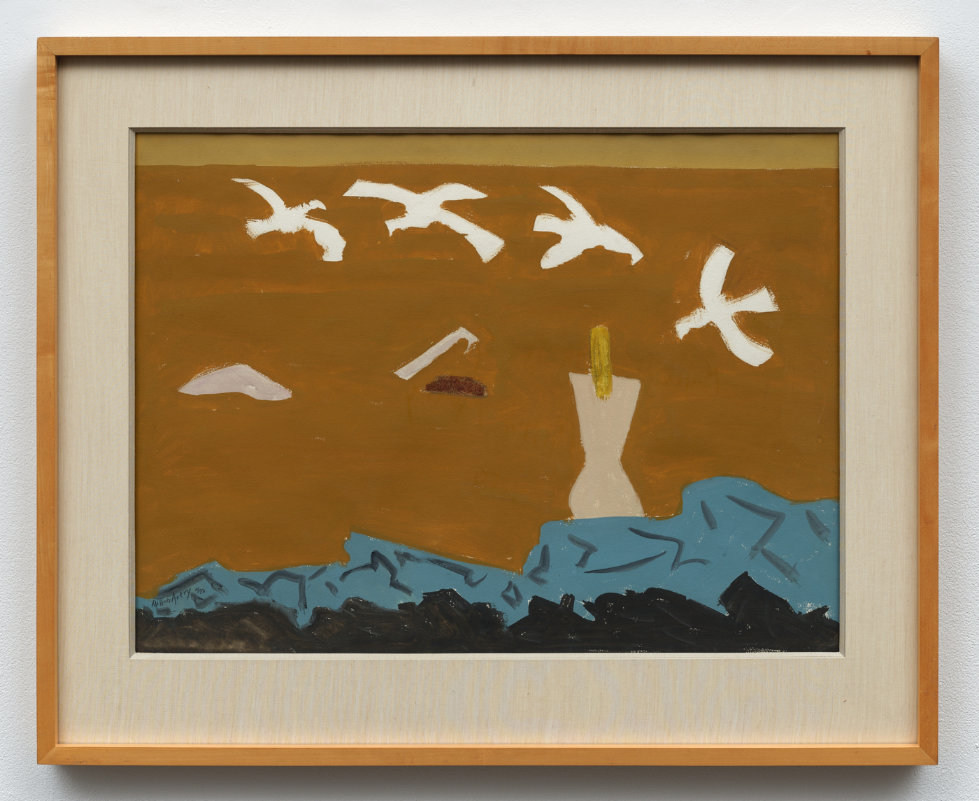 March with Seagulls, 1950. Gouache on paper, 22 x 29 1/2 in. (55.88 x 74.93 cm); 30 3/8 x 37 5/8 in. (77.15 x 95.57 cm) framed